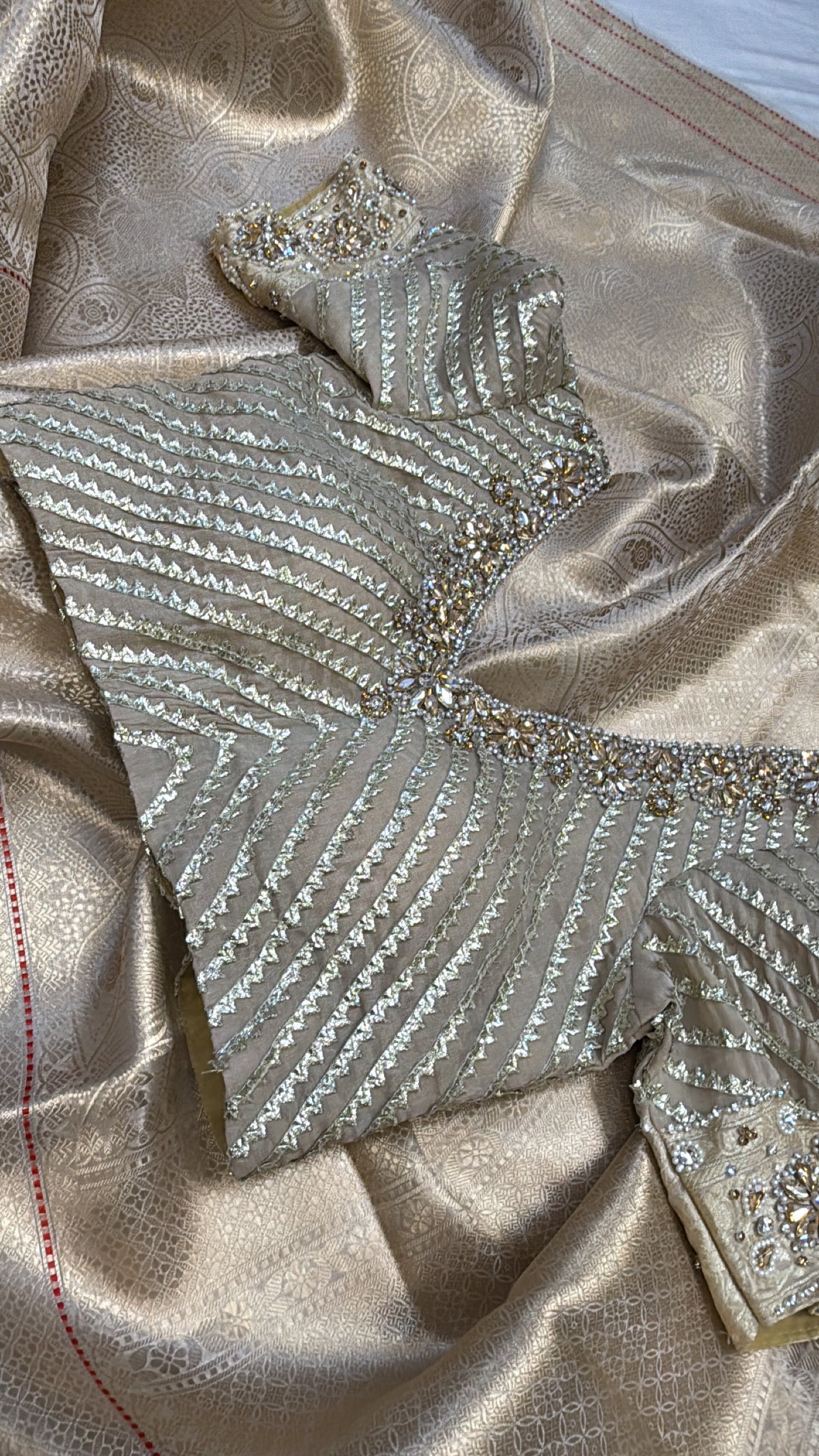 Liquid gold banarasi hand embroidered blouse piece