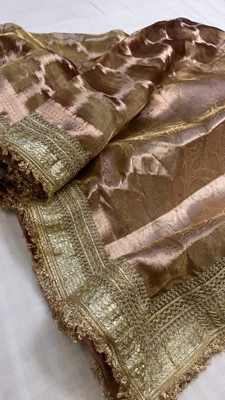 Maharani metallic brown tissue silk saree