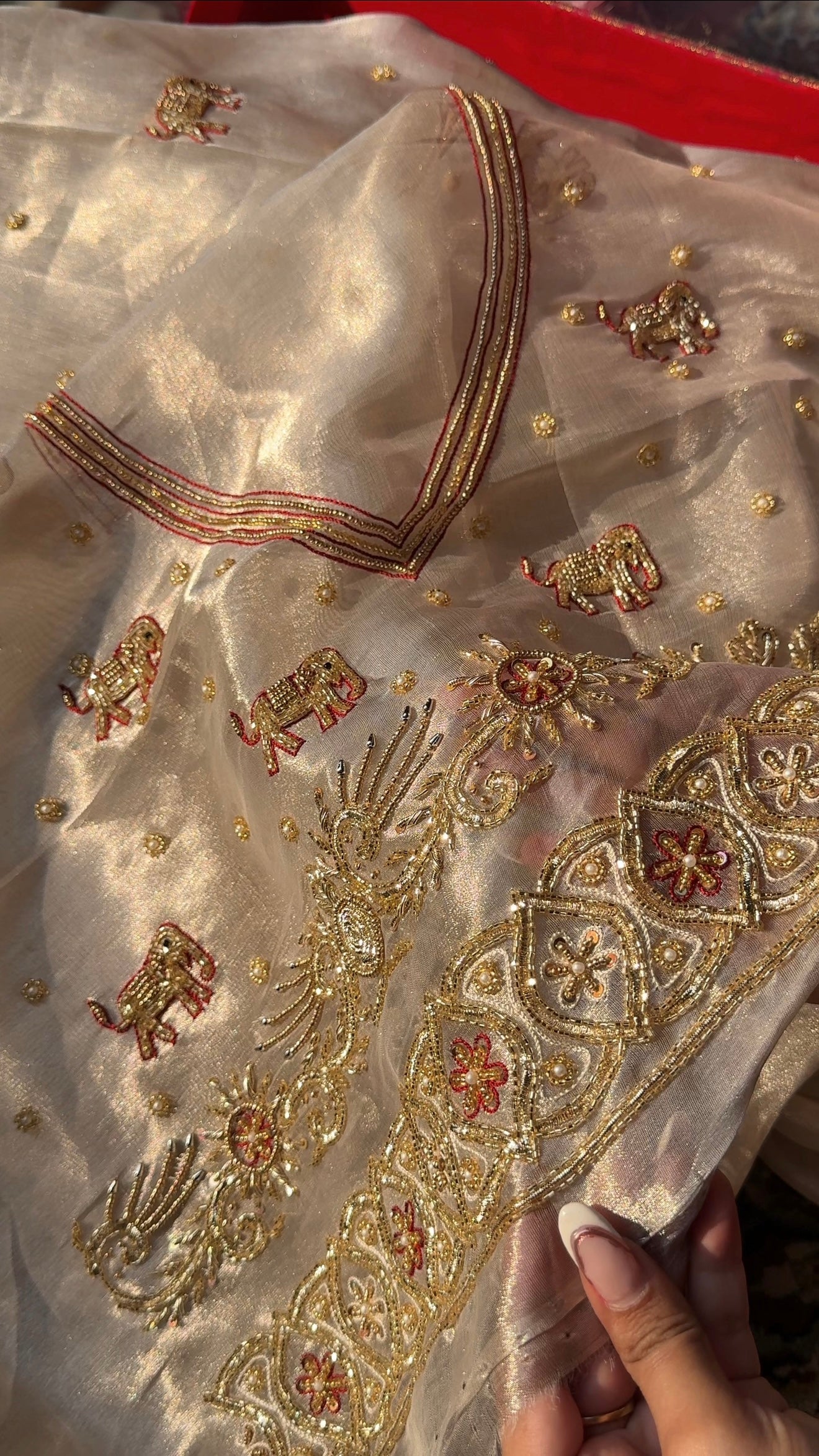 Chamkeeli edit diamond tissue silk hand embroidered kadhwa saree