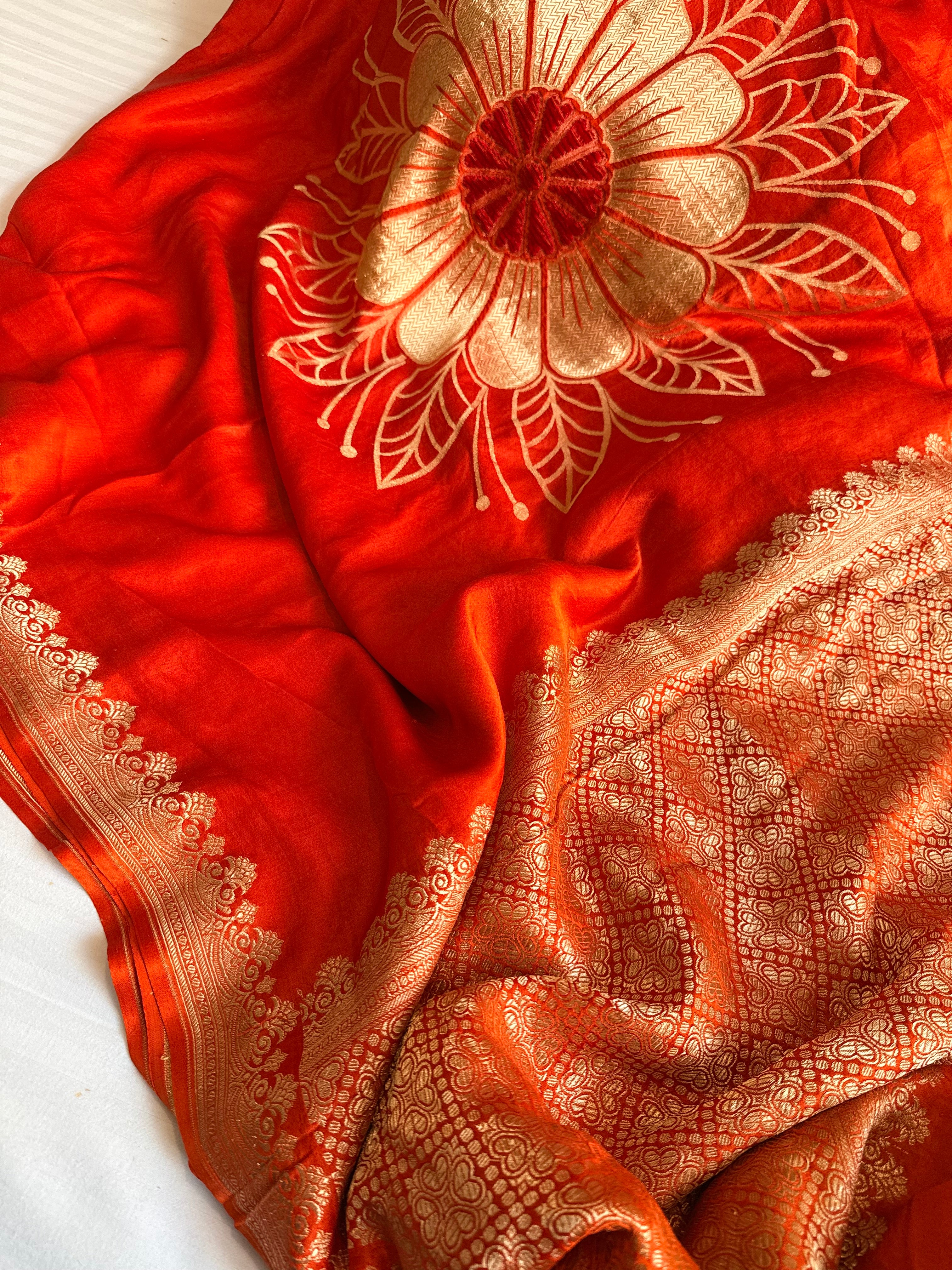 Fusion edit - Banarasi mashru silk velvet meenakari kadhwa saree