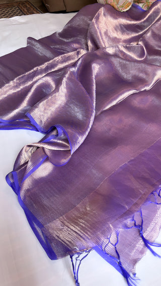 Royal purple tissue silk brocade kadhwa saree