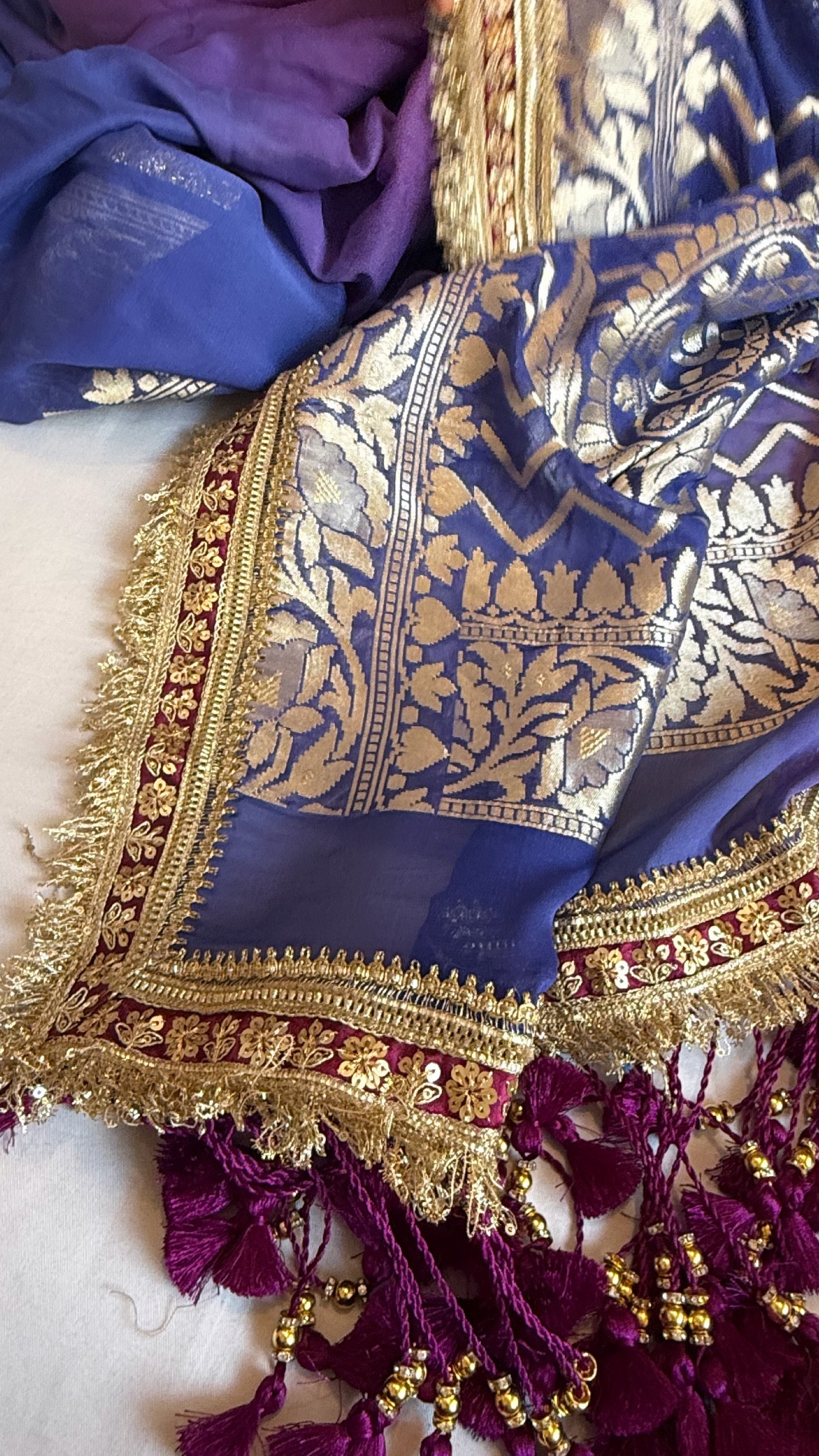 Basanti 4D shaded ombre dyed chiffon gorgette kadhwa saree