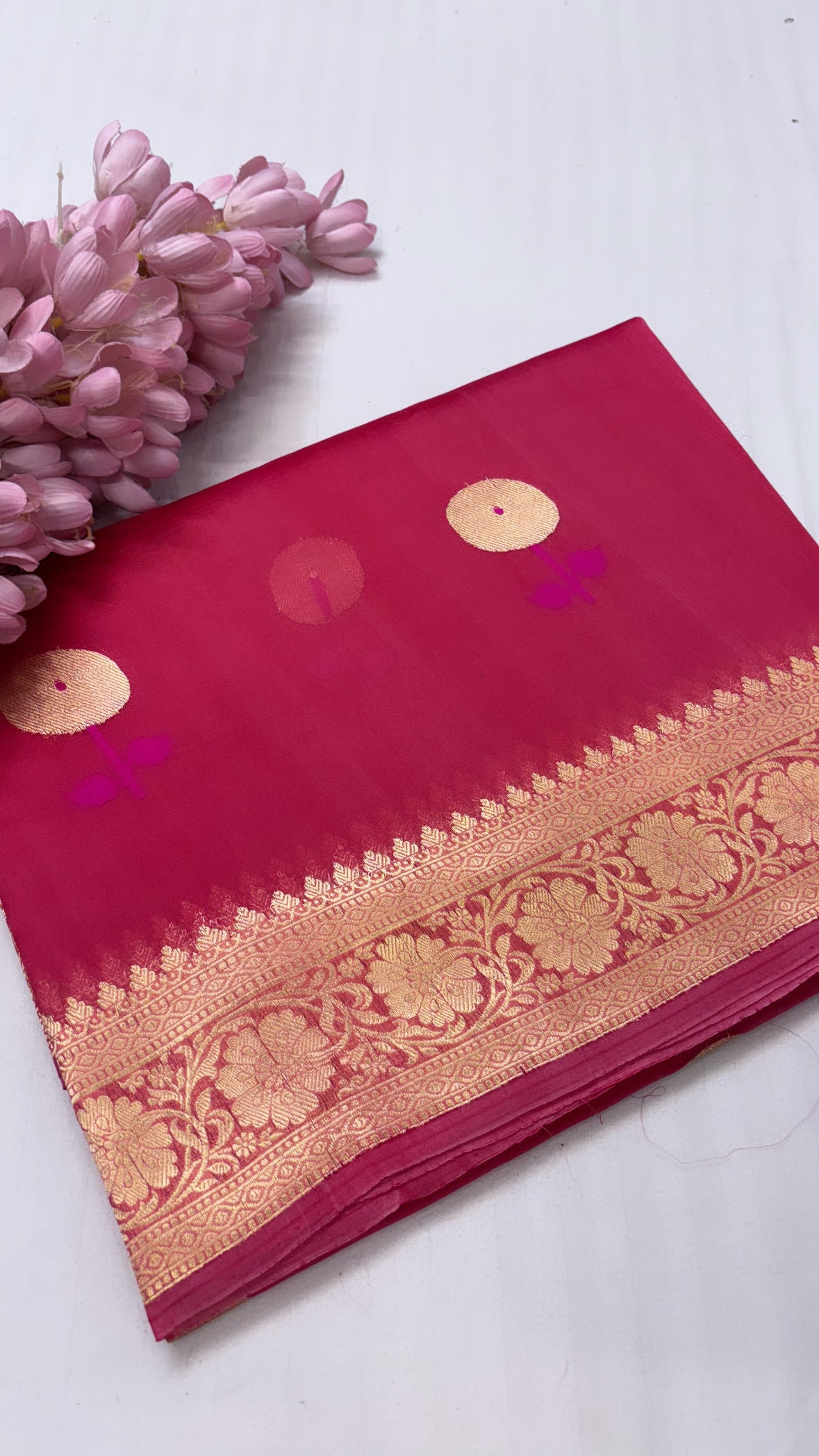 Pure banarasi garnet shade kadhwa meenekari kora silk kadhwa saree with meenakari buti