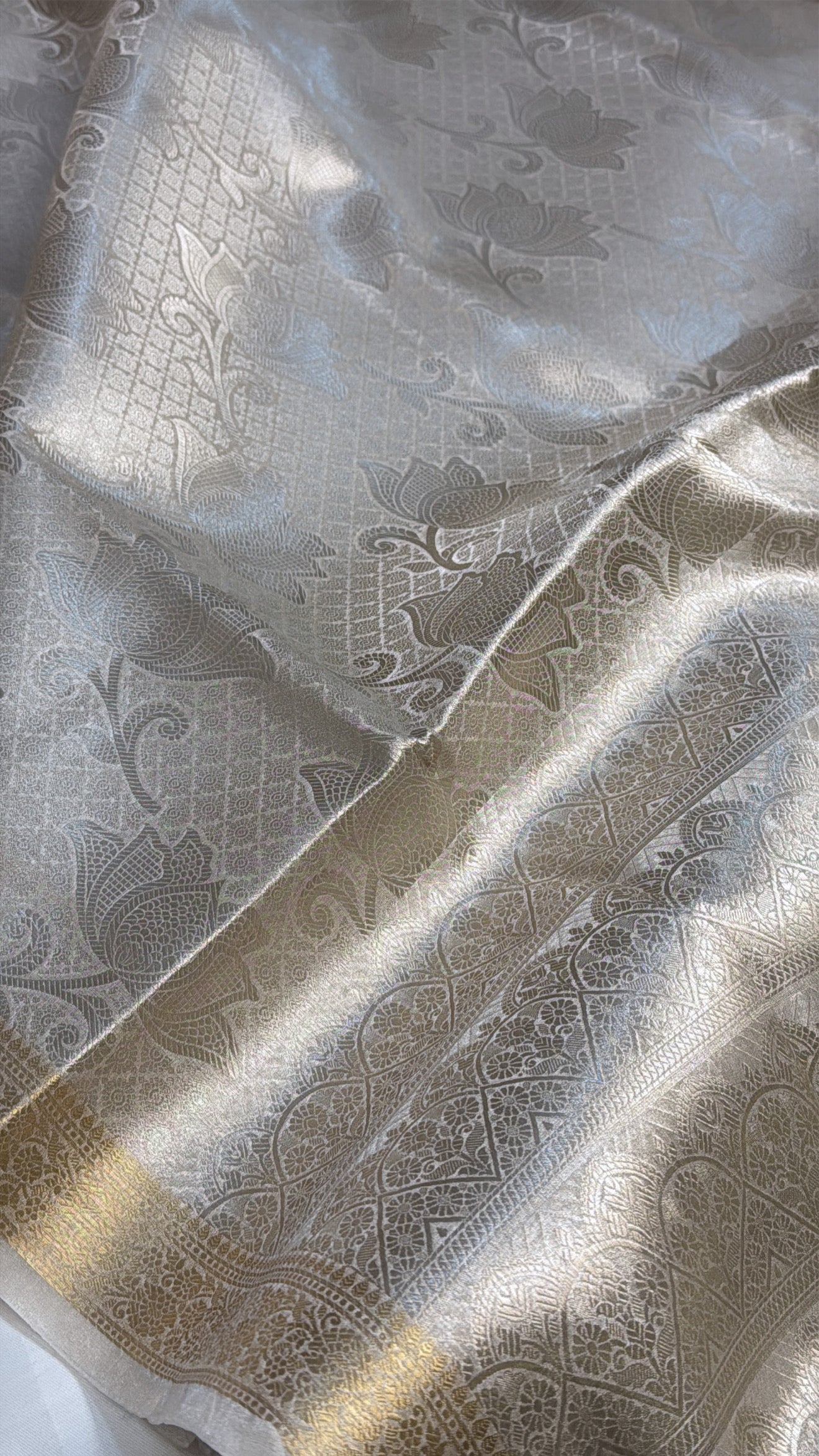 Liquid gold water zari tissue silk brocade kadhwa saree