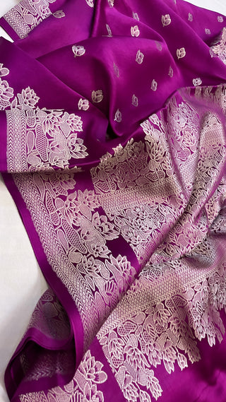 Grapewine purple mashru silk kadhwa buti saree