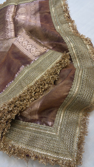 Maharani antique bronze tissue silk saree