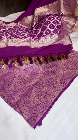 Royal purple moonga brocade silk suit set