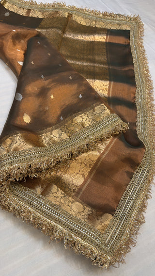 Maharani metallic bronze tissue silk sarees