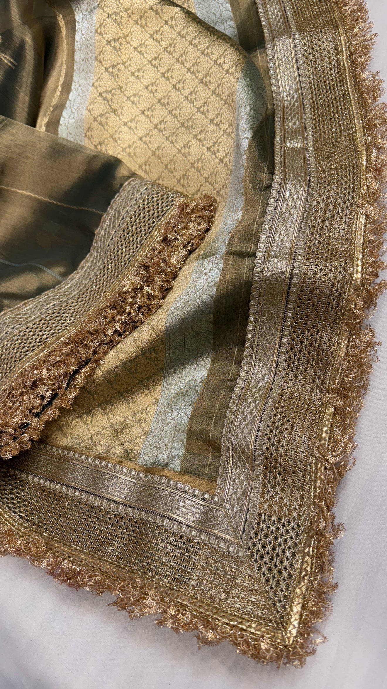 Maharani mint green tissue silk kadhwa buti saree