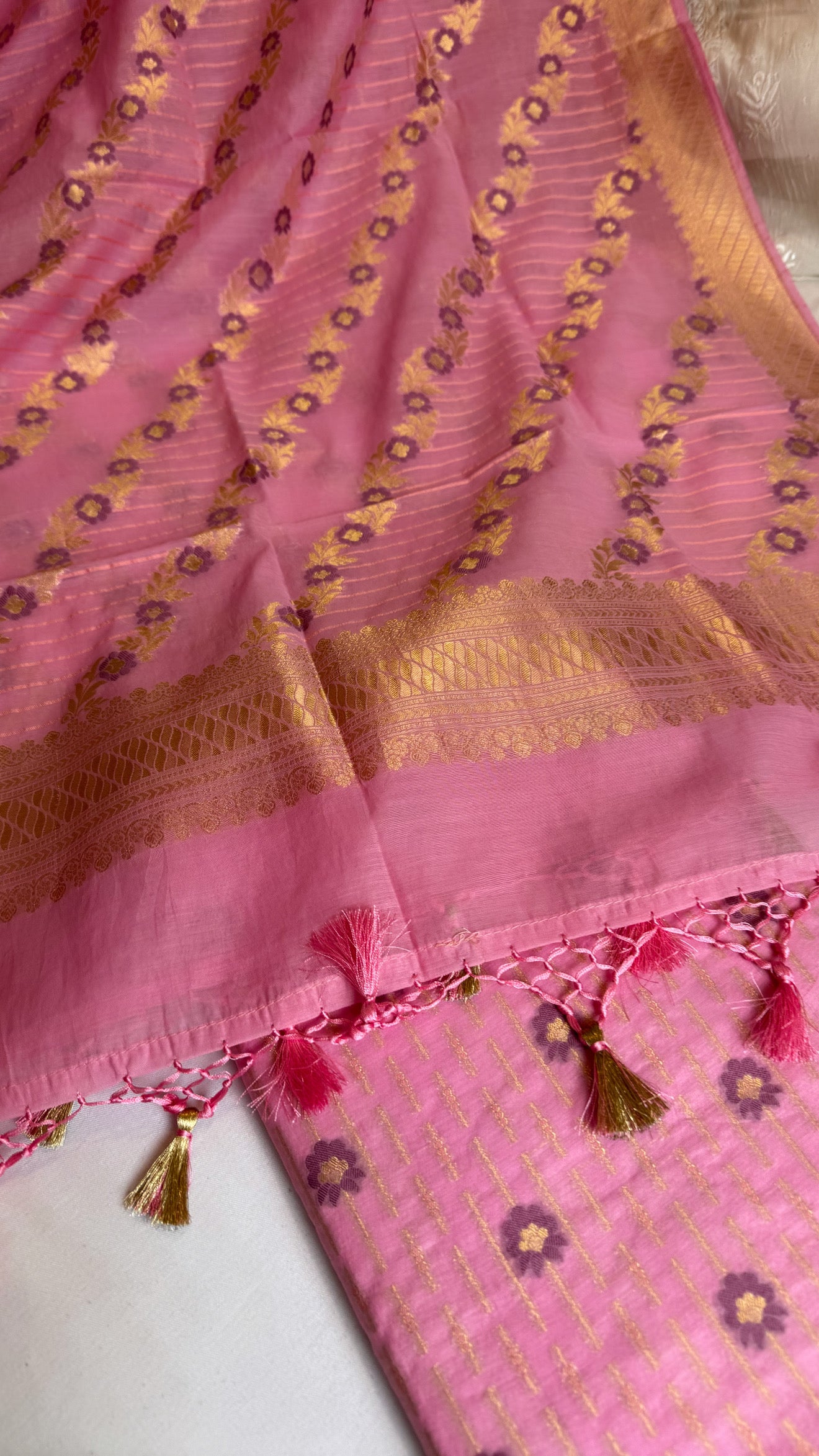 Banarasi cotton resham meenakari suit set