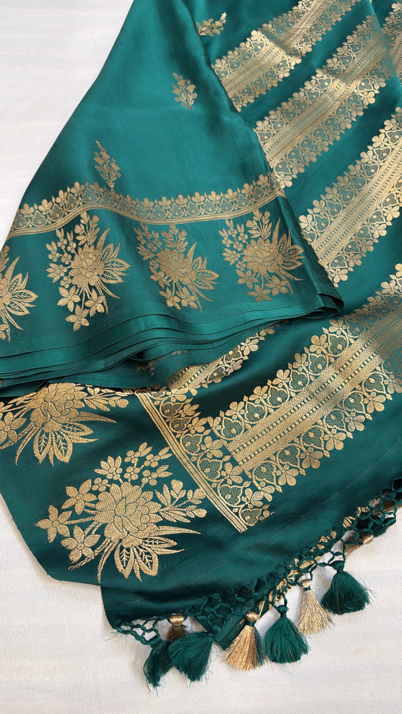 Mashru satin silk teal shade banarasi saree