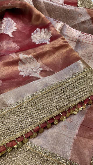 Maharani rustic red tissue silk saree