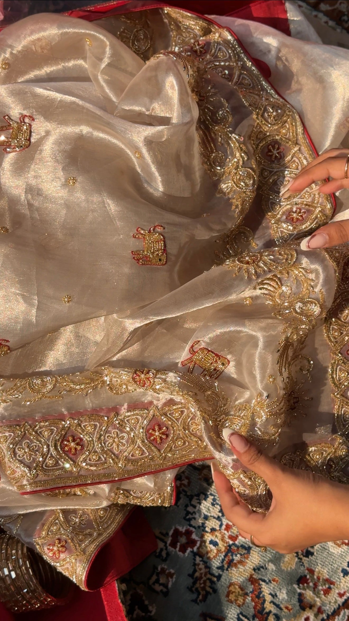 Chamkeeli edit diamond tissue silk hand embroidered kadhwa saree