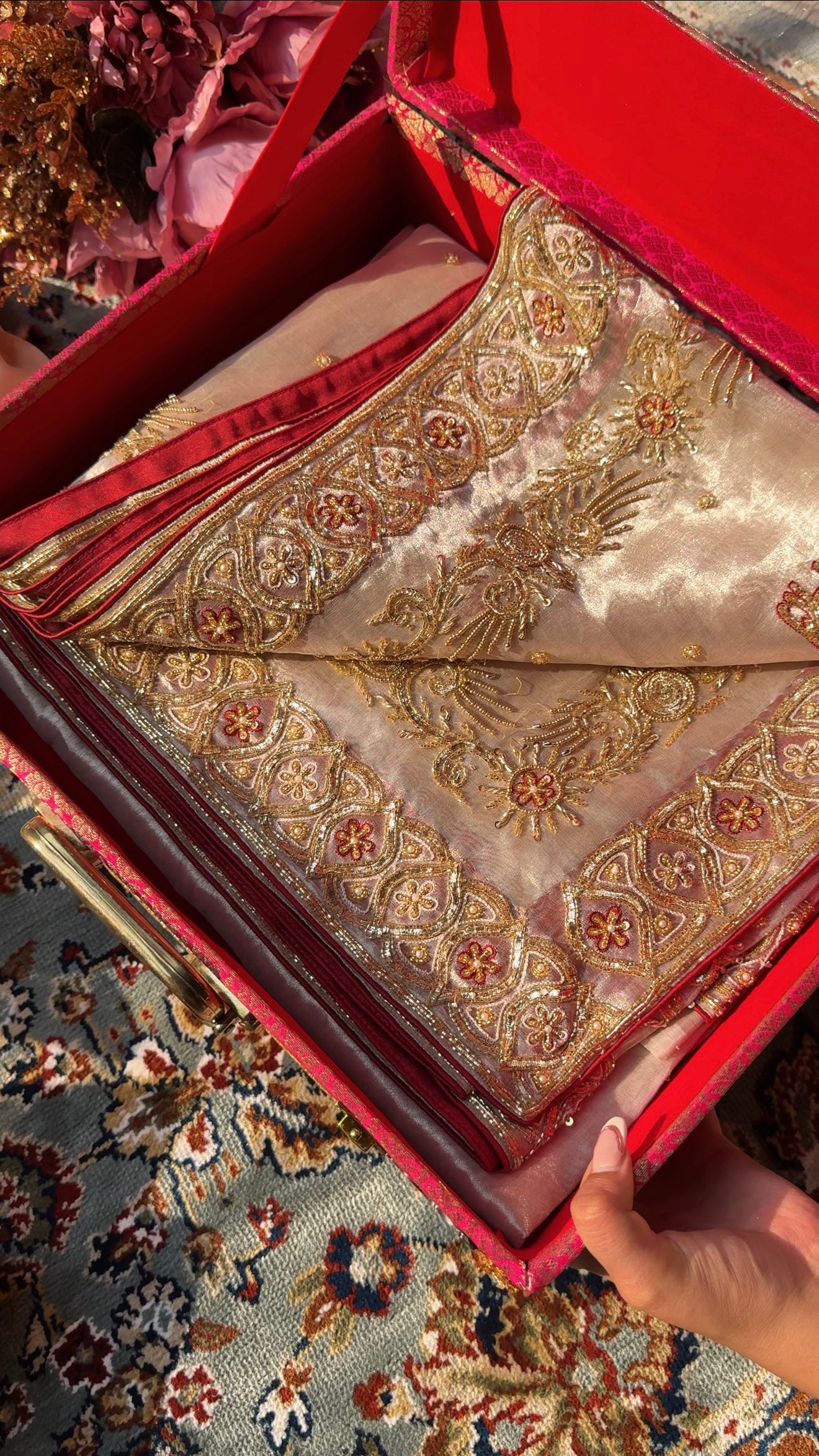 Chamkeeli edit diamond tissue silk hand embroidered kadhwa saree