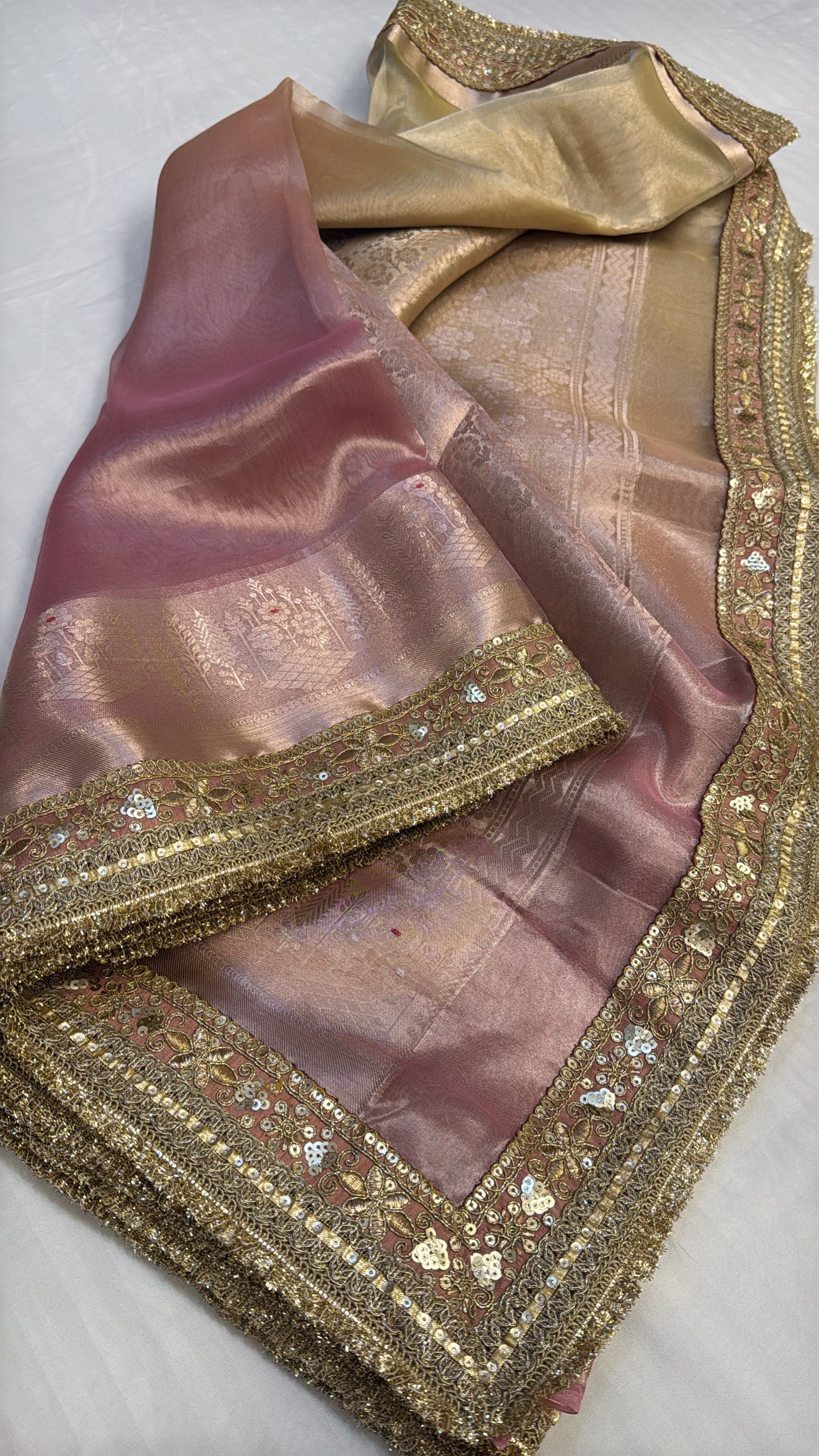 Maharani rang-birangi multicoloured shaded kadhwa tissue silk saree