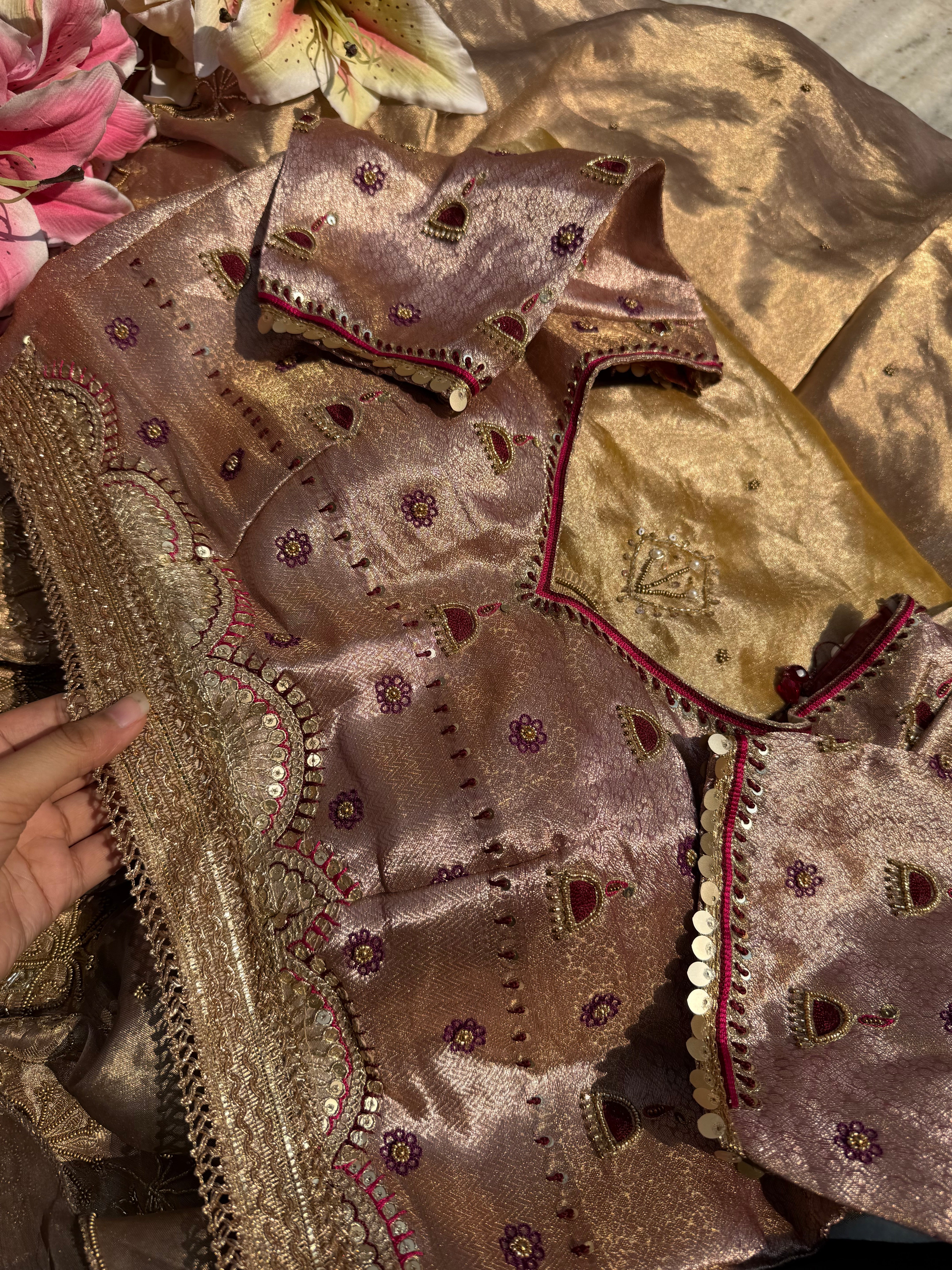 Plum free size tissue silk blouse piece