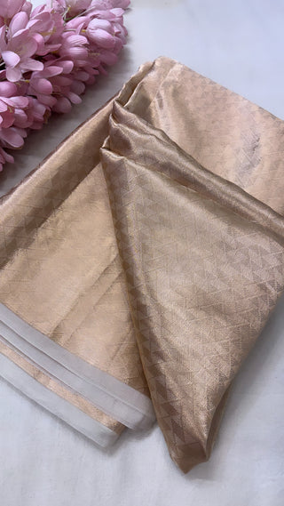 Tissue silk kadhwa brocade dyeable golden zari fabric