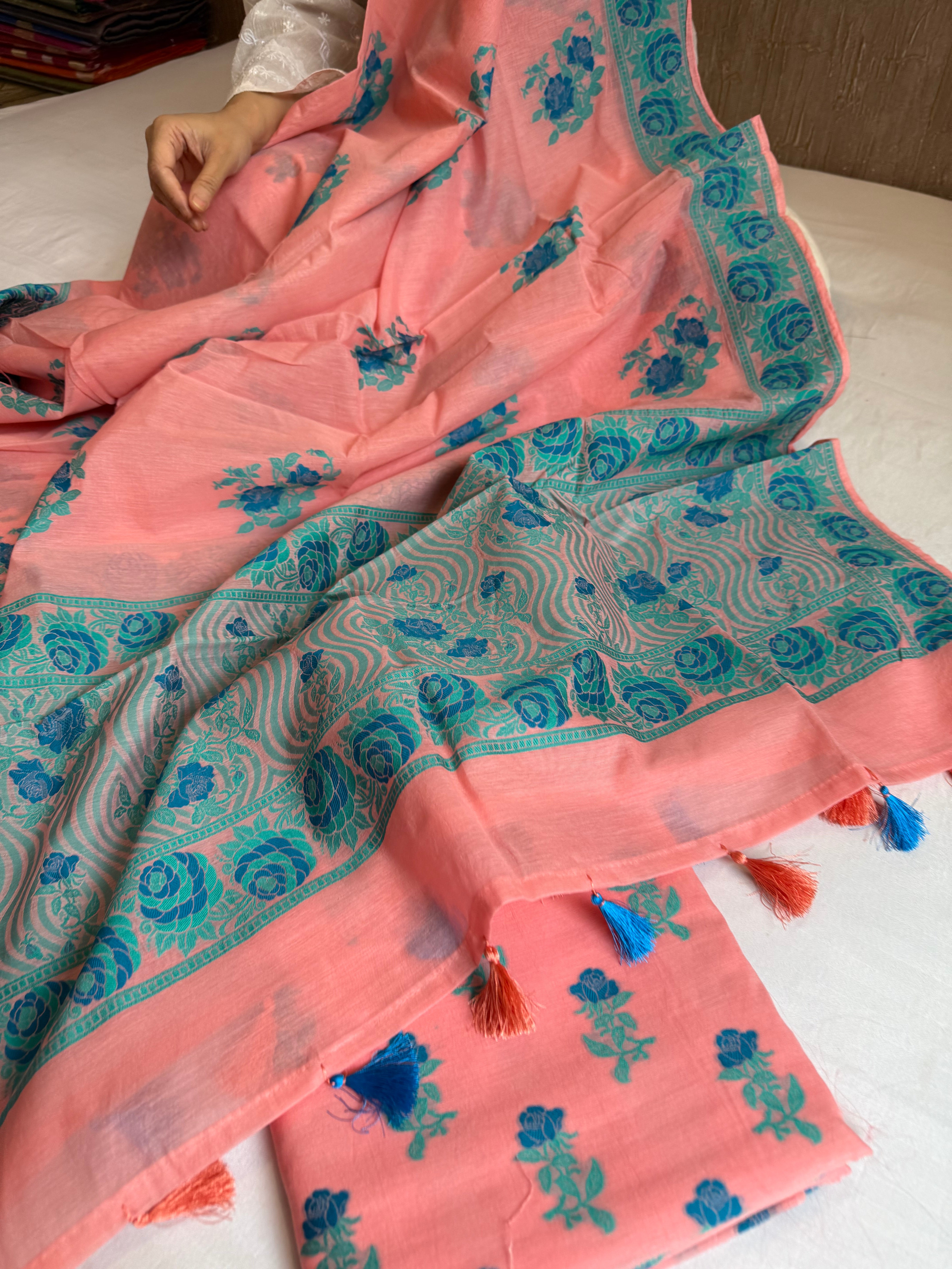 Banarasi cotton resham meenakari suit set