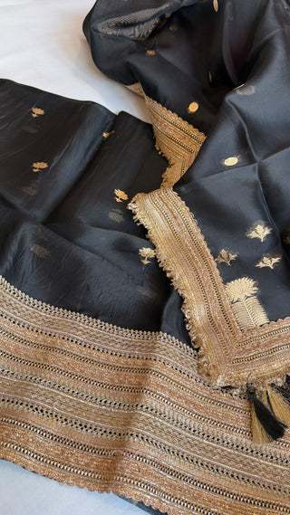 Black kora silk gotapatti kadhwa suit set