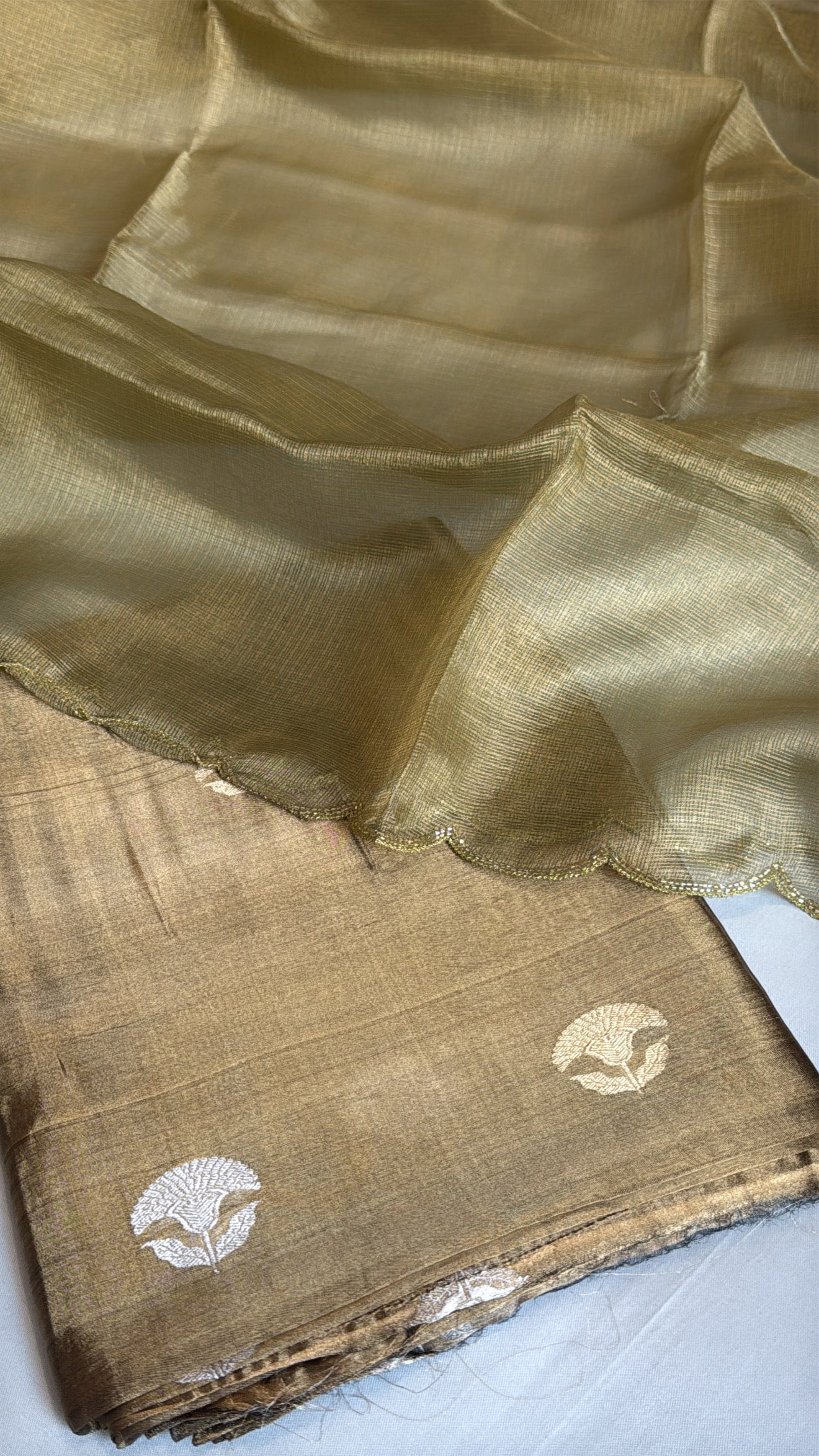 Vivah edit - Sage green tissue silk kadhwa buti suit sets