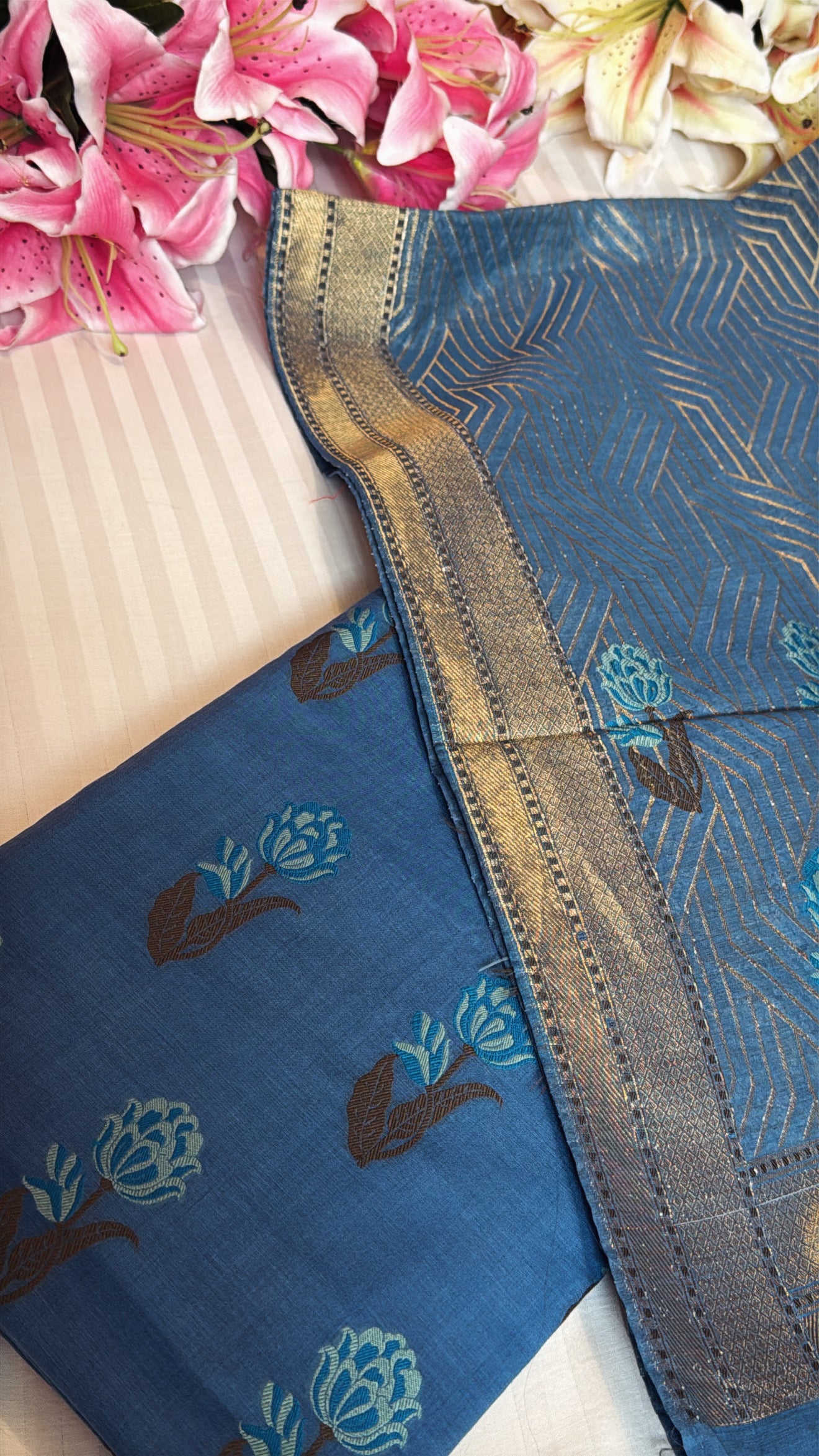 Banarasi cotton silk kadhwa meenakari suit set