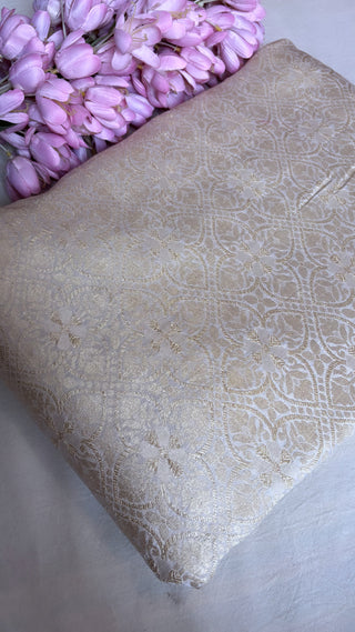 Moonga silk kadhwa dyeable brocade fabric