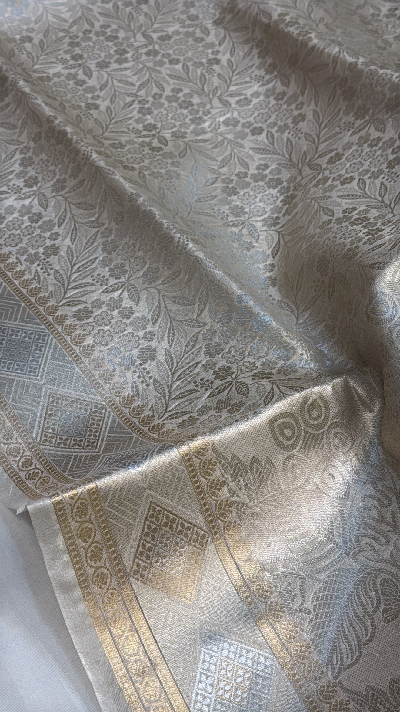 Liquid gold water zari tissue brocade kadhwa saree