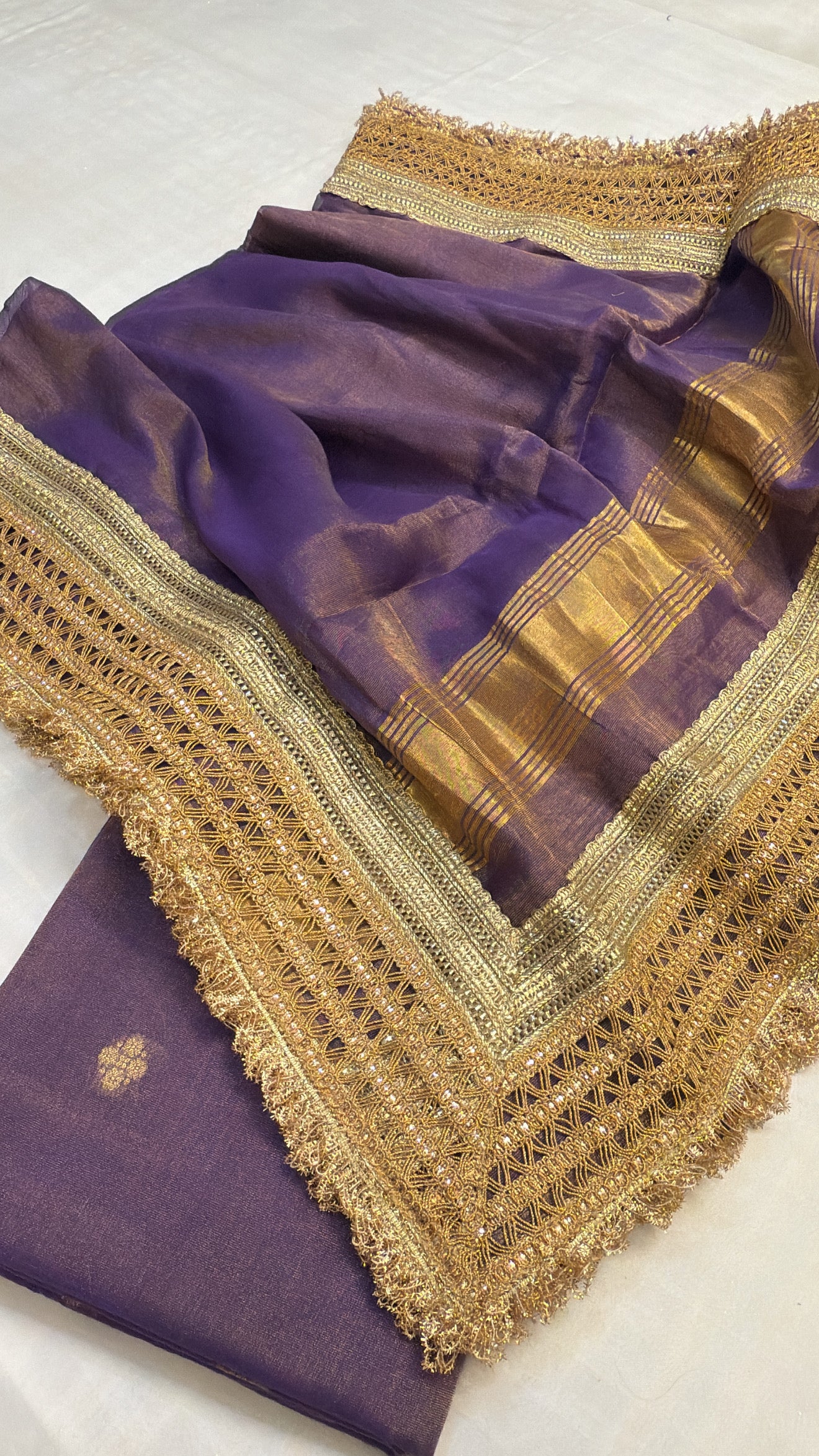 Mul cotton tissue banarasi suit set