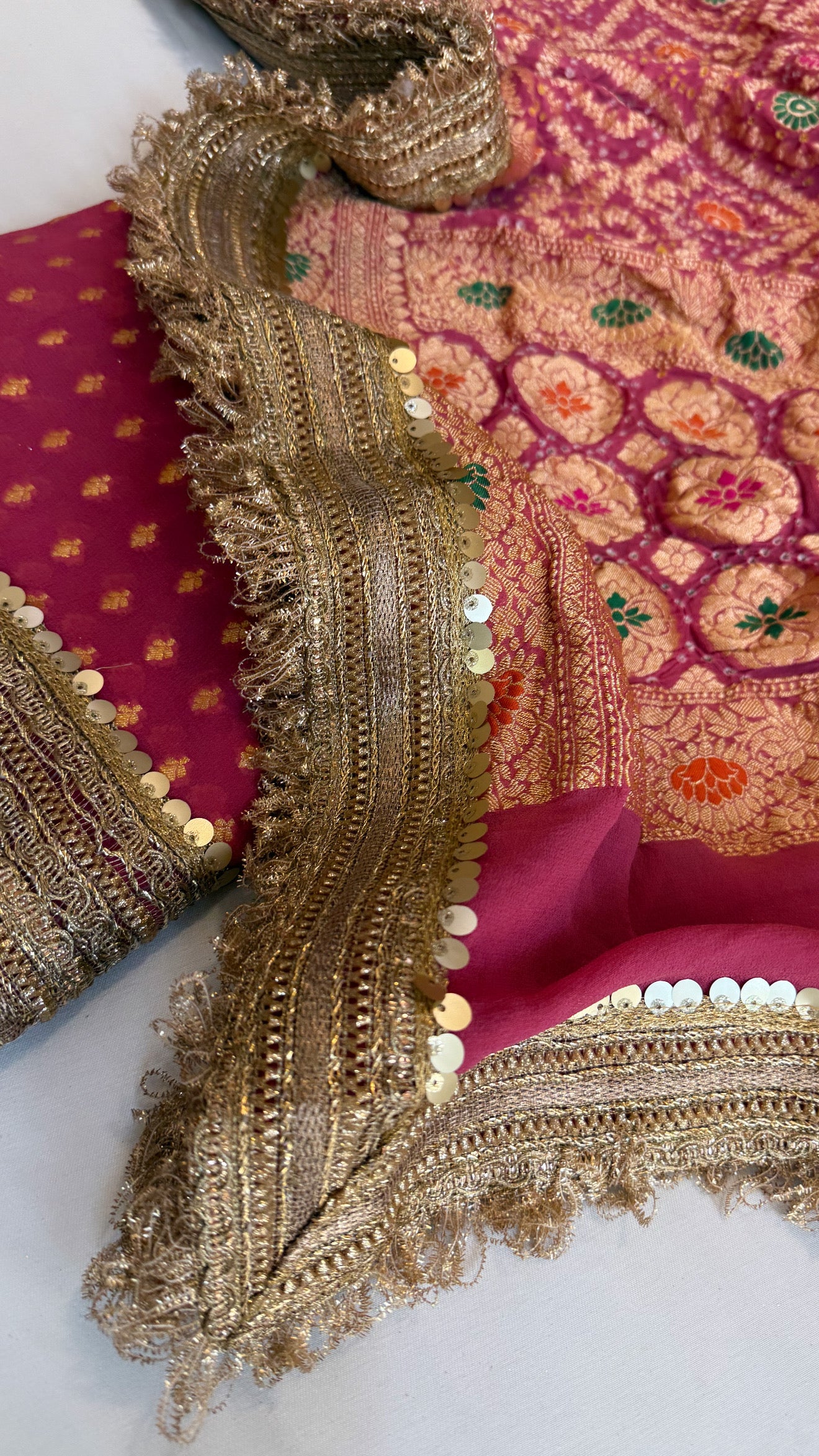 Kareena kapoor lotus pink gorgette bandhej gotapatti suit set