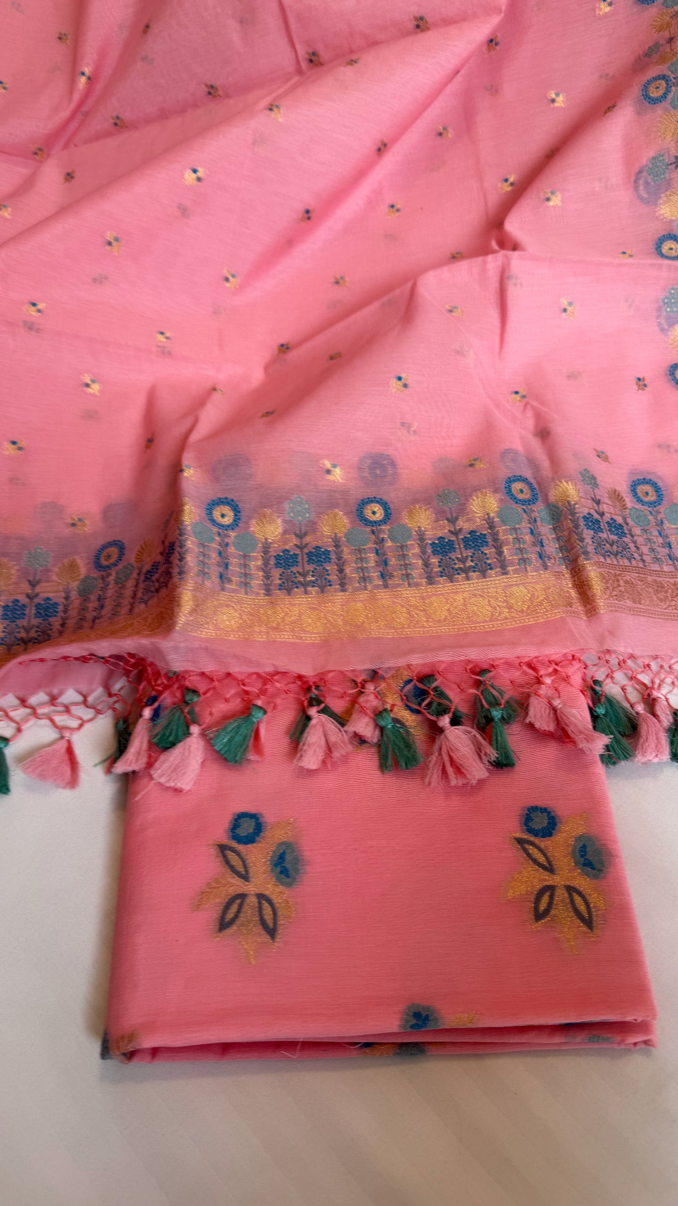 Banarasi cotton resham meenakari kadhwa suit set