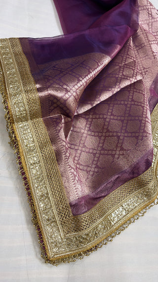 Maharani metallic purple tissue silk saree