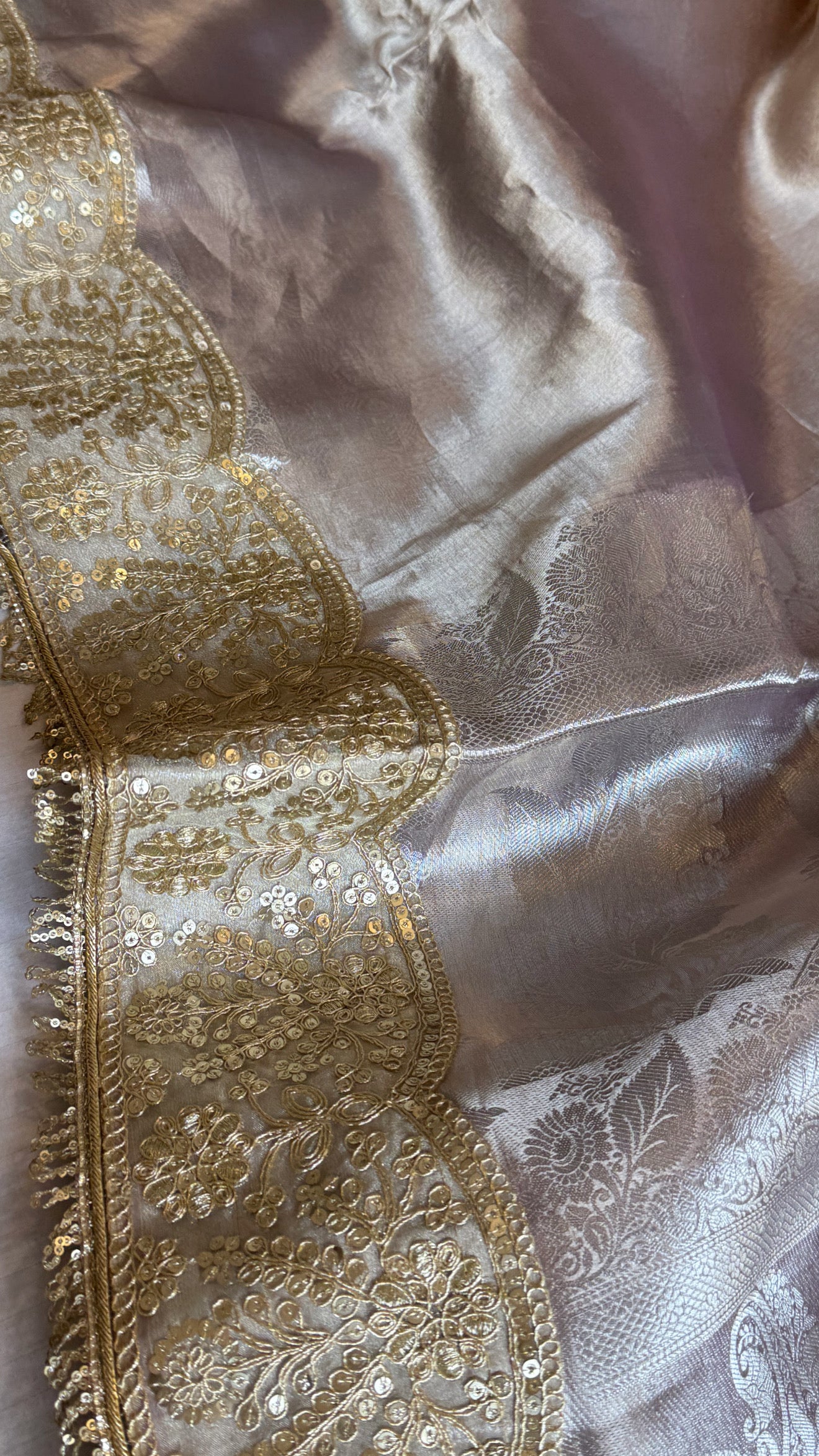 Earthy shades of rang birangi maharani tissue silk kadhwa saree