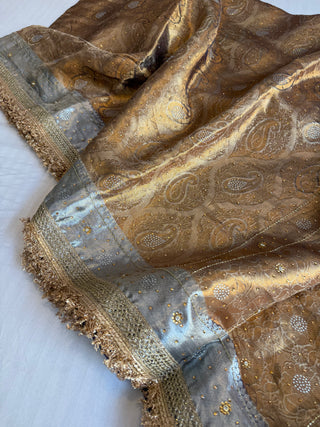 Brocade edit - Kanjivaram tissue silk heavy zardozi hand embroidered saree
