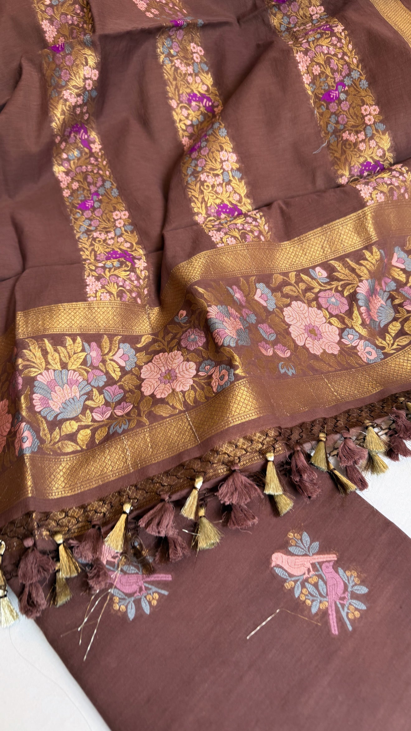 Banarasi cotton resham meenakari suit set