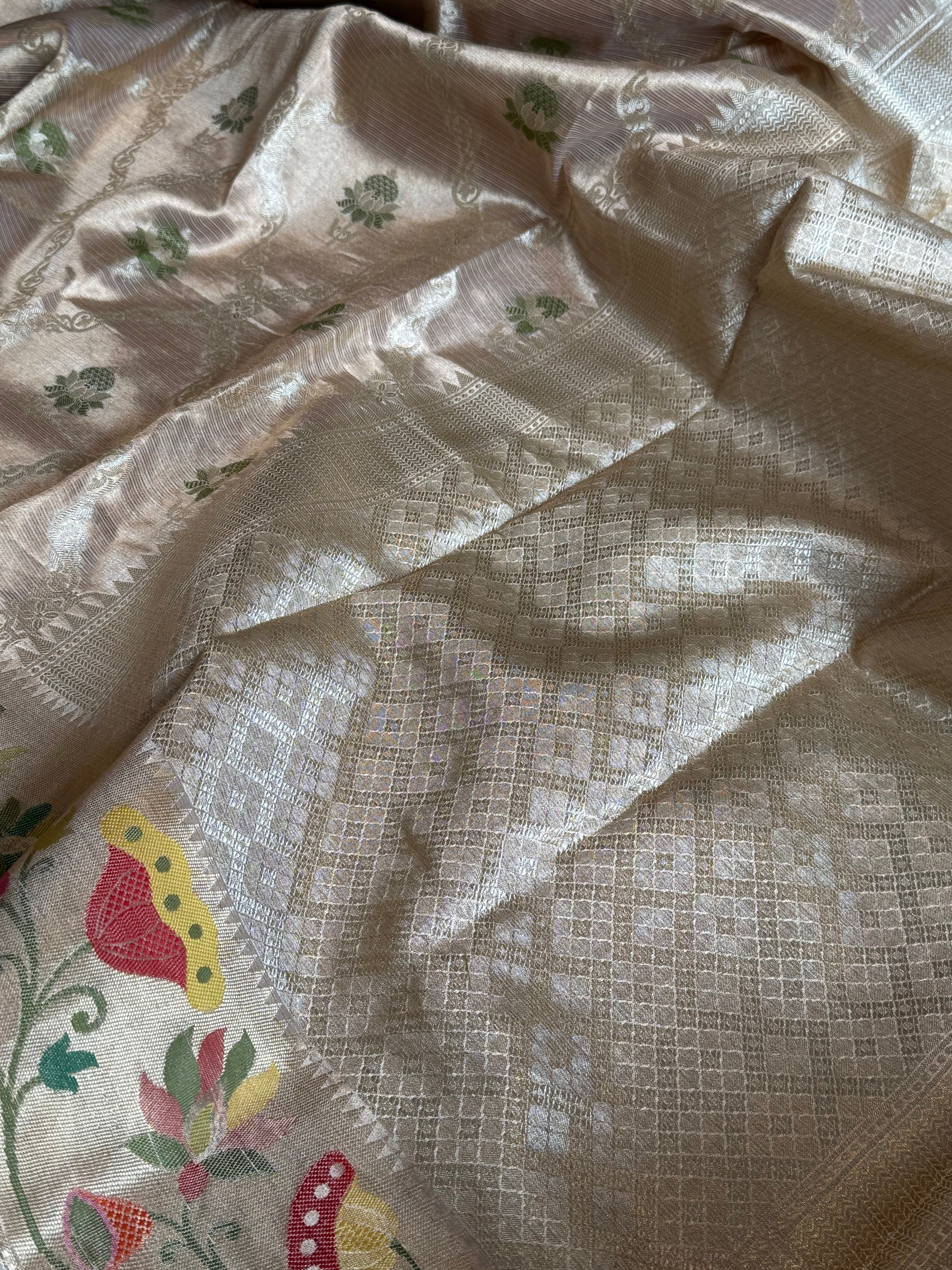 Paithani border kanjivaram gold tissue silk kadhwa meenakari saree