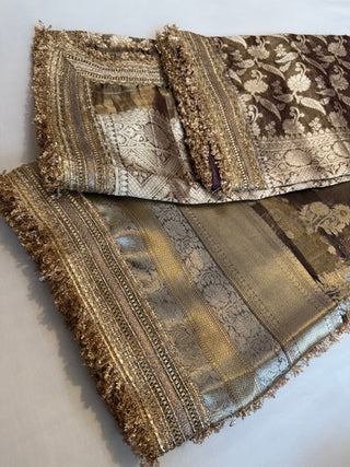 Maharani antique gold saree duppata set