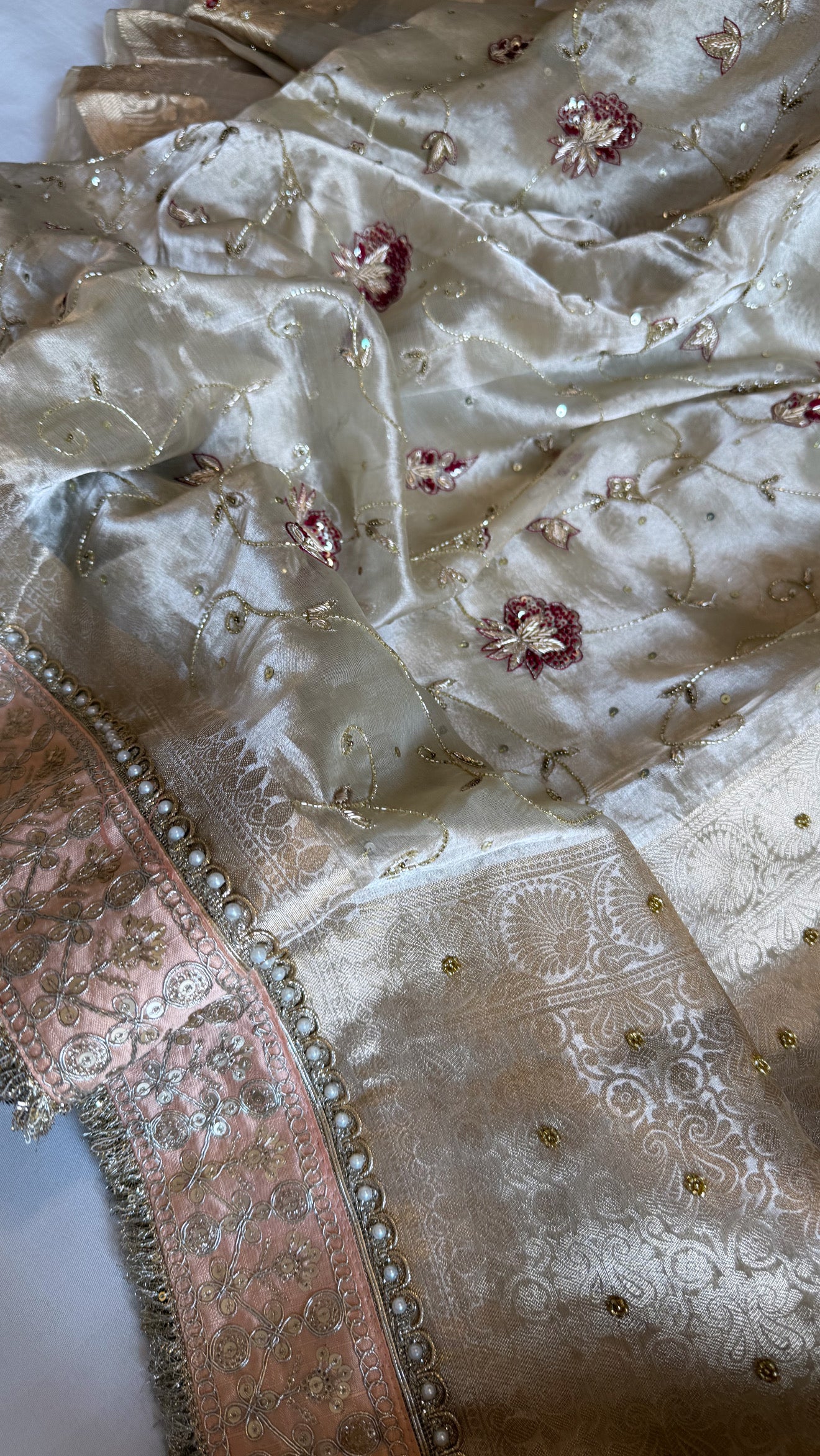 Kutchi inspired “sheesham edit” mirror work and meenakari zardozi hand embroidered sarees