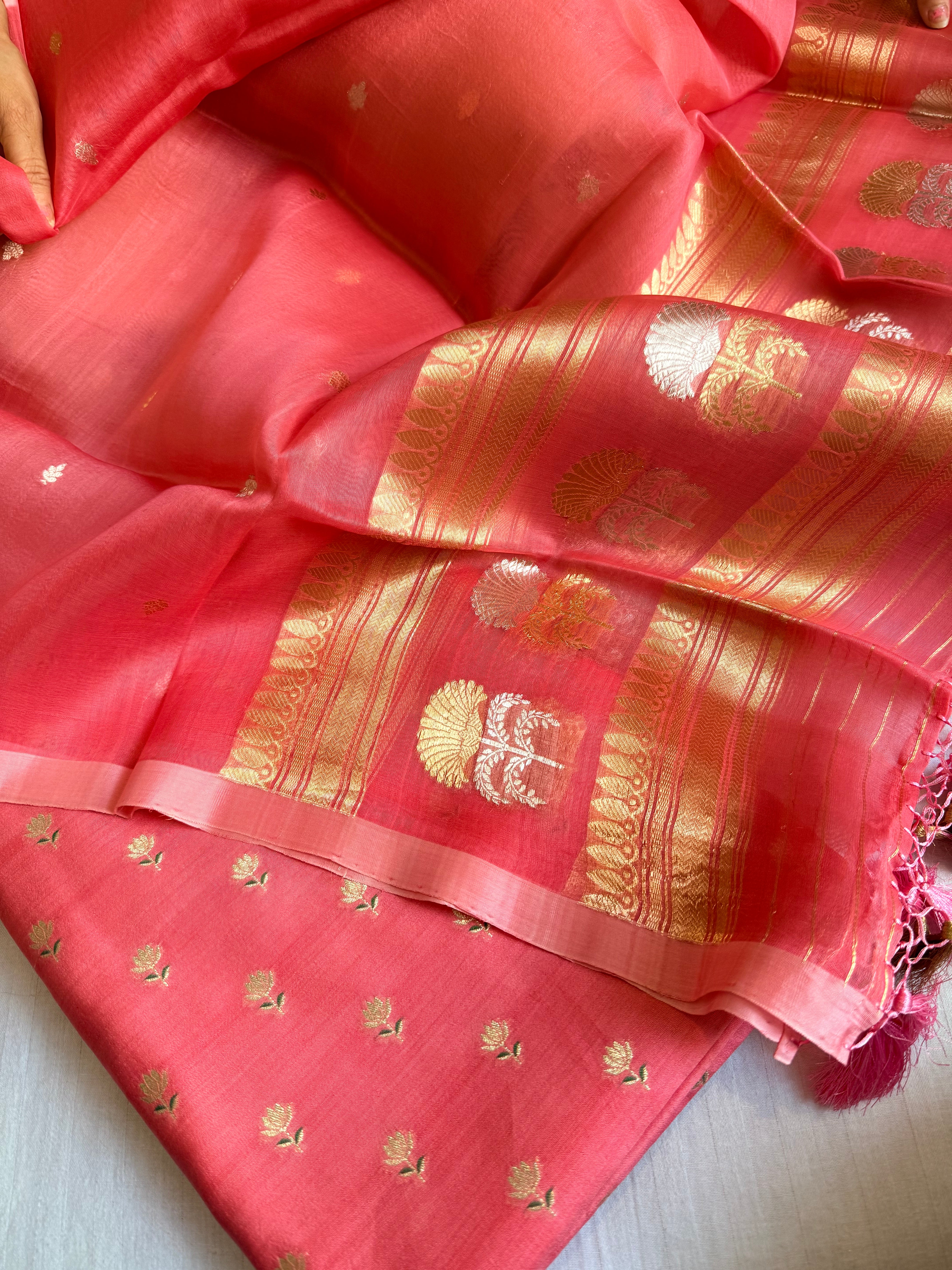 Summer suit sets - Spun chiniya silk kadhwa buti kora silk duppata suit sets