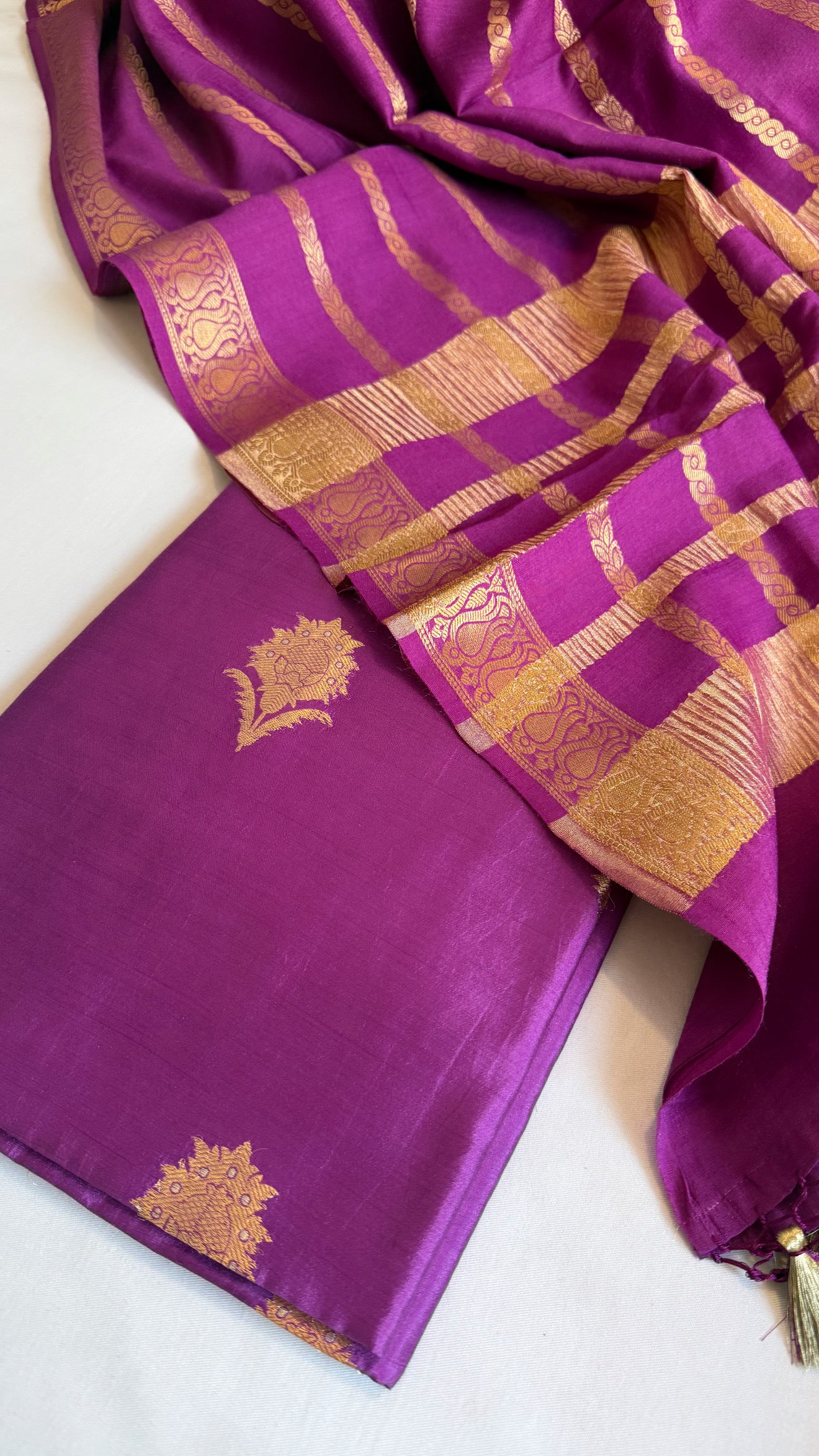 Chiniya silk purple kadhwa buti suit set