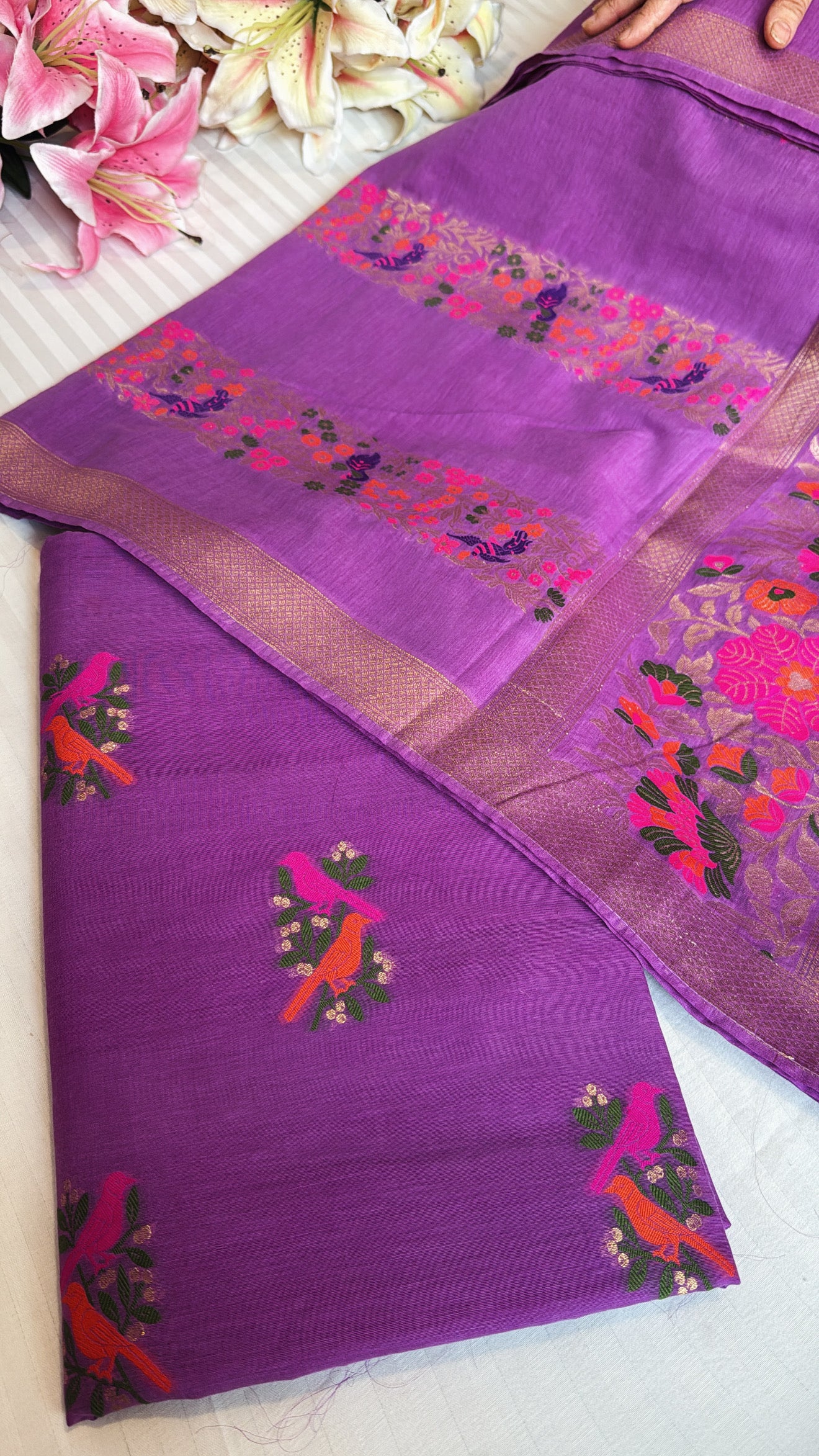 Banarasi cotton silk meenakari kadhwa suit set