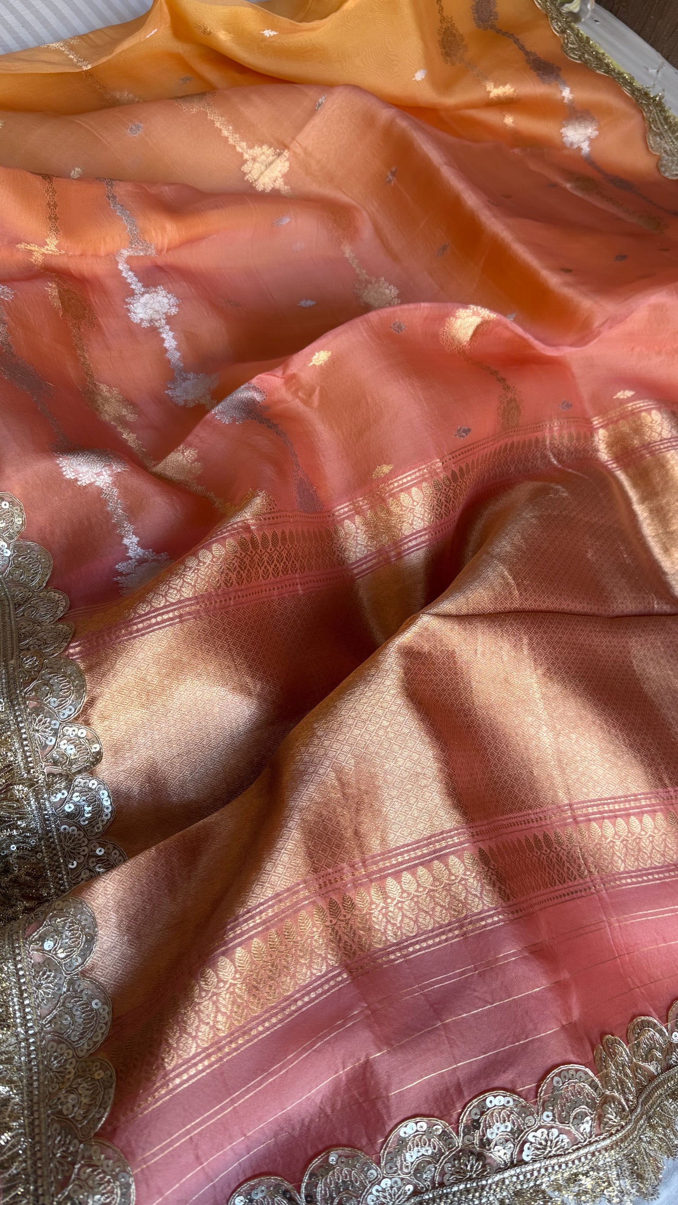 Banarasi kora silk kadhwa sona rupa saree with intricate weaving