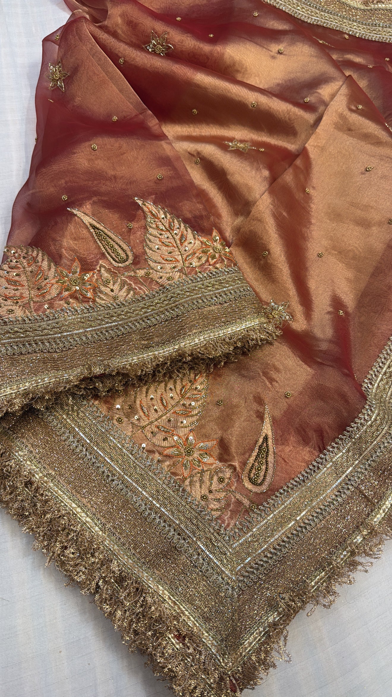 Dulhan ki maa wali sarees - Husn tissue silk hand embroidered kadhwa saree