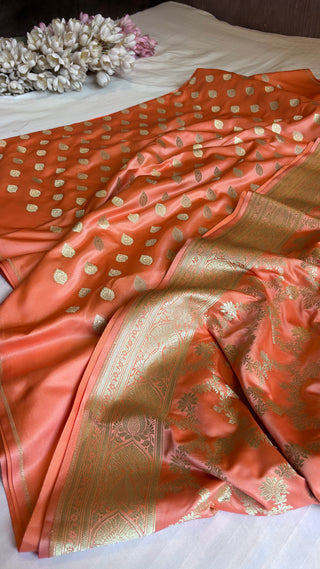 Soft peach banarasi mashru silk suit set