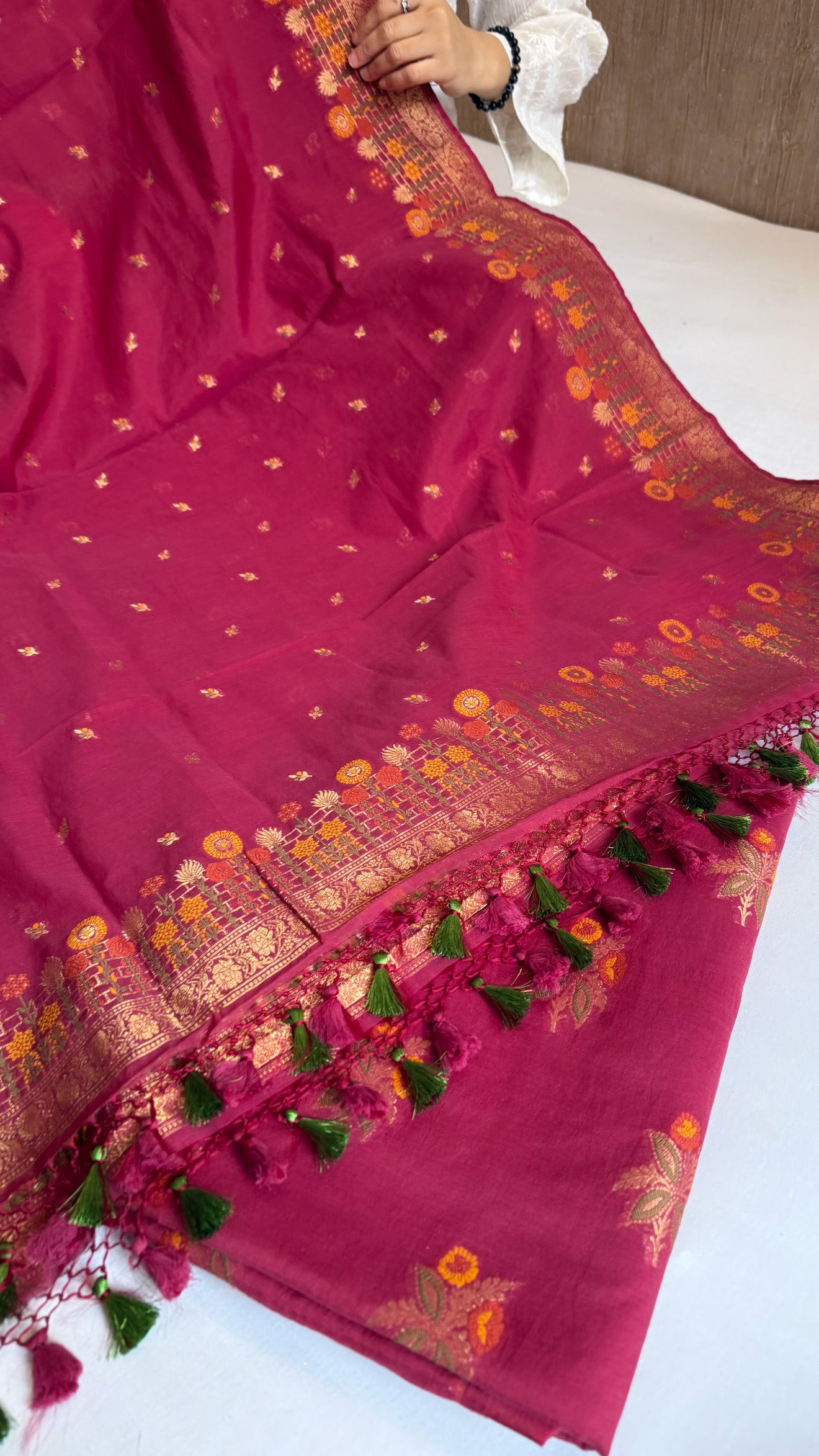 Banarasi cotton resham meenakari suit set