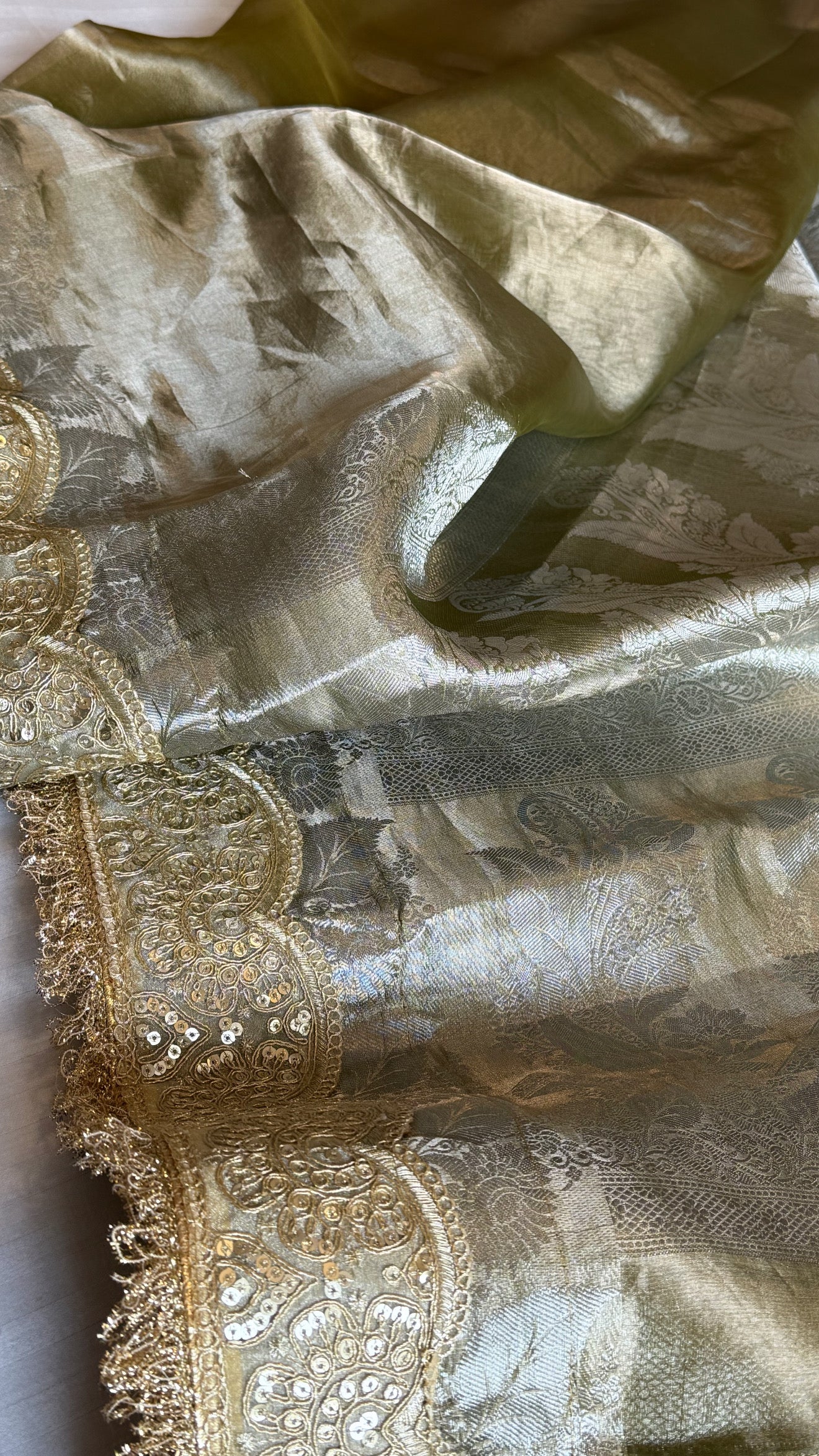 Earthy shades of rang birangi maharani tissue silk kadhwa saree