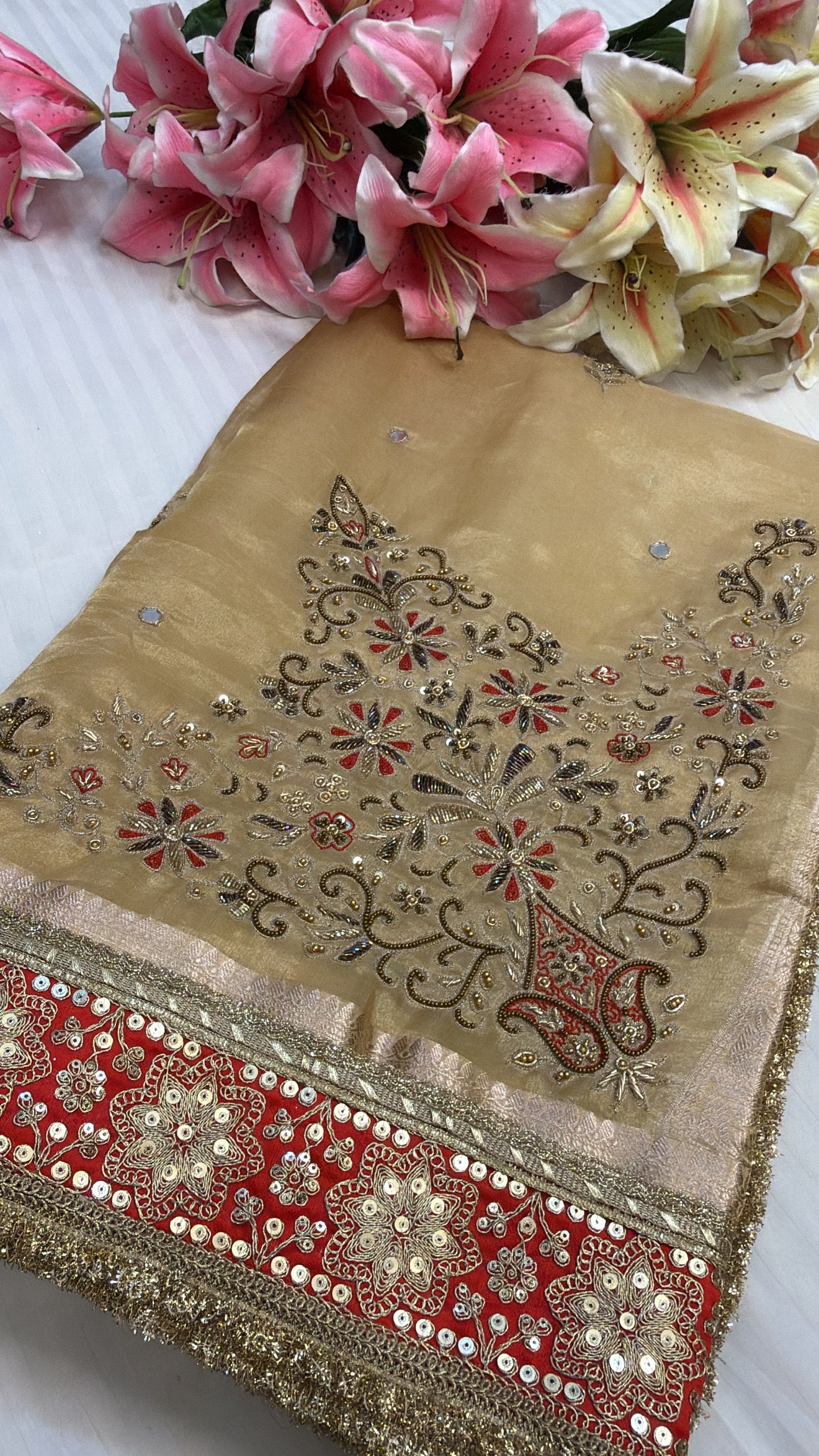Wedding edit - Husn butter gold tissue silk meenakari hand embroidered saree