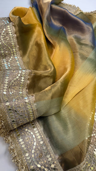 Maharani rang-birangi multicolour shaded tissue silk saree