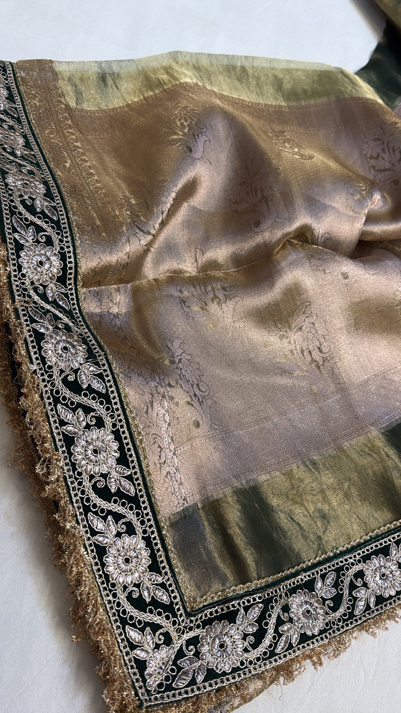 Mehendi green maharani tissue silk gotapatti kadhwa saree