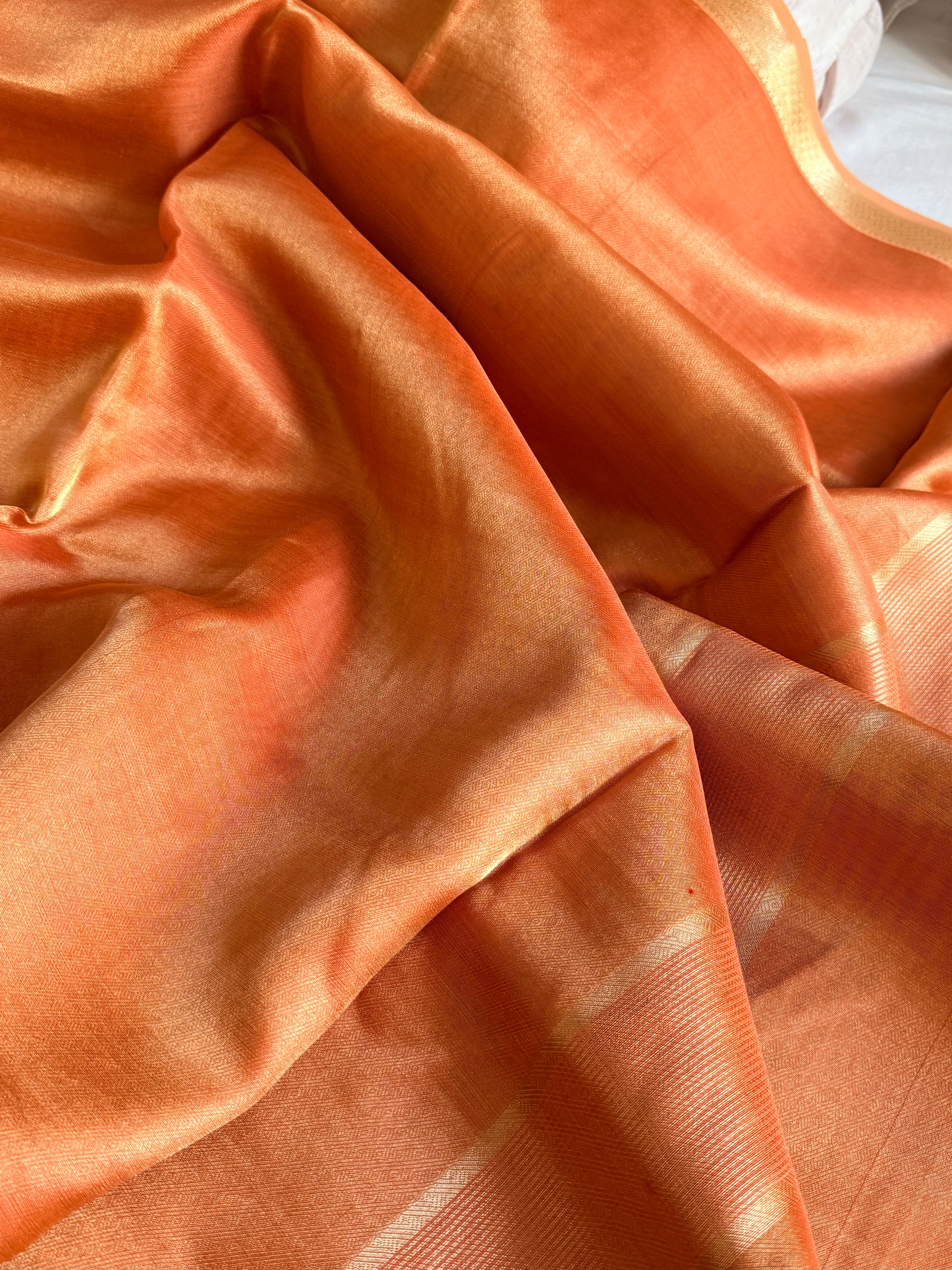 Below 10k - Banarasi pashmina tissue gorgette soft silk kadhwa border saree
