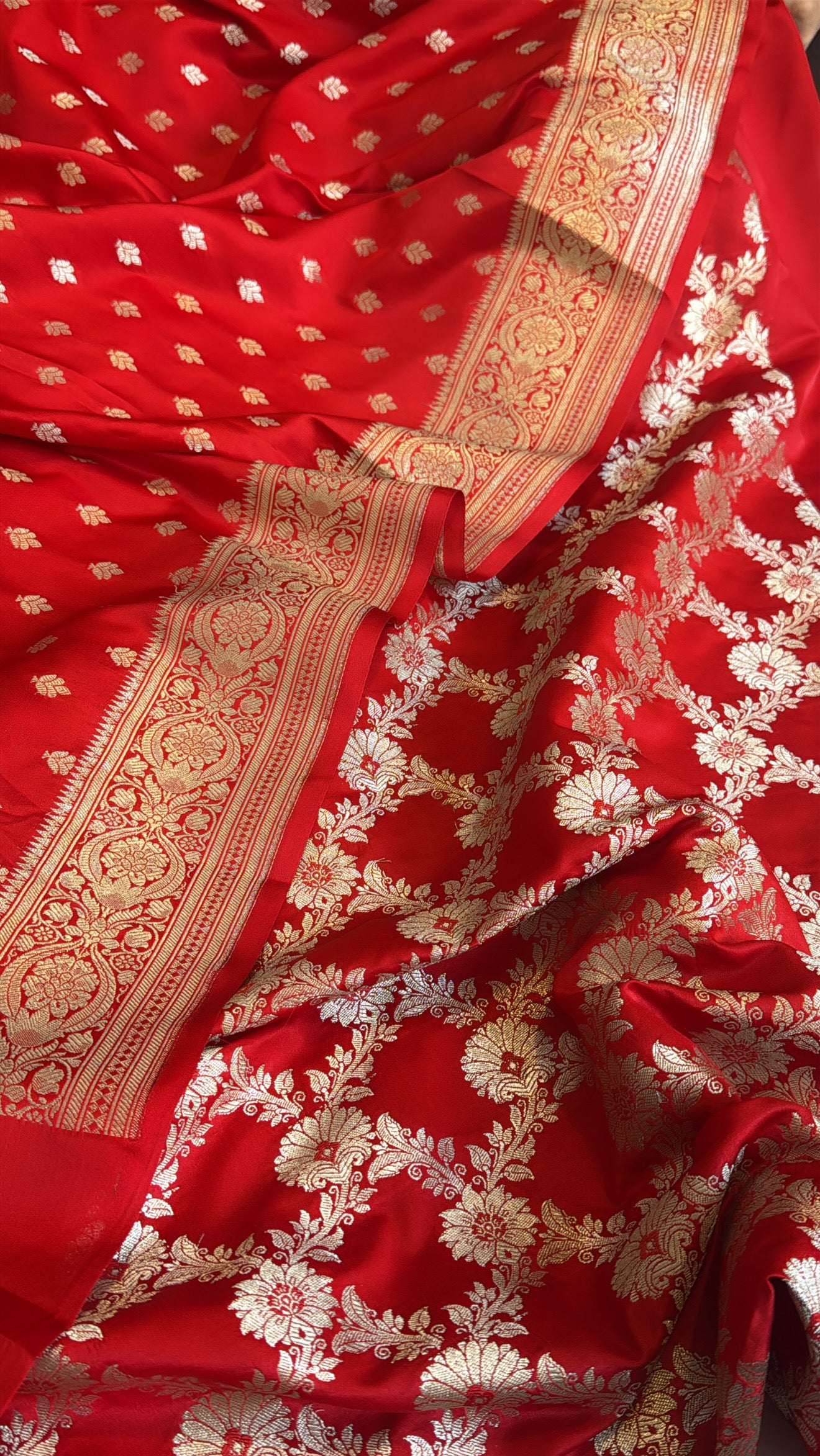 Blood red mashru satin silk jungla heavy suit set